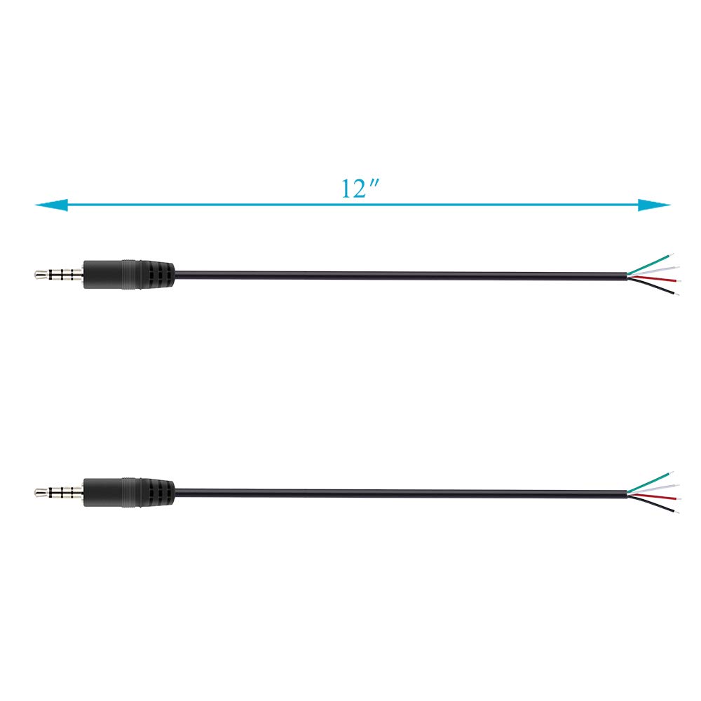 Fancasee 2-Pack 3.5mm TRRS Stereo Male Plug to Bare Wire Audio Adapter Cable - 1/8