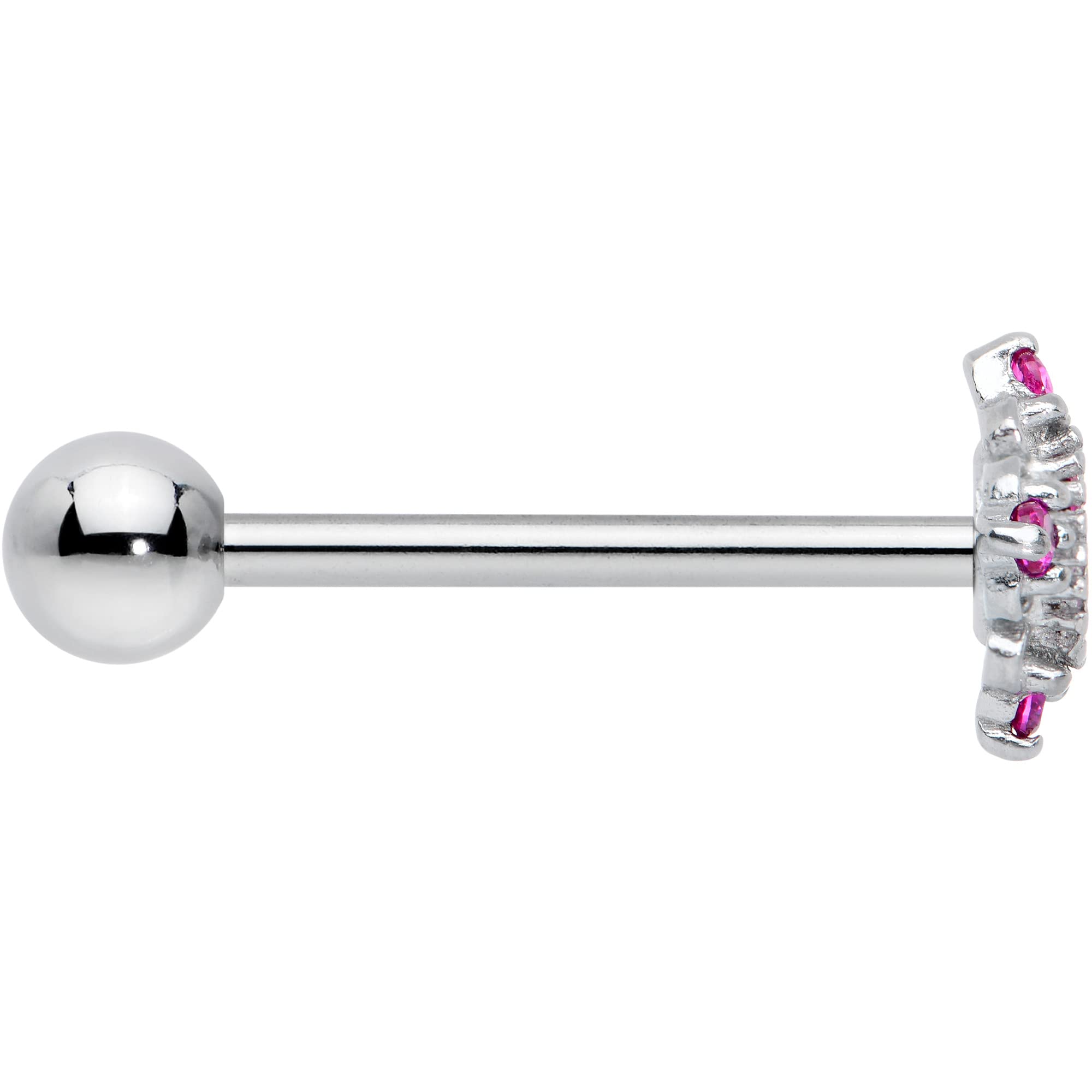 14G 316L Stainless Steel Pink Accent Royale Rhombus Barbell Tongue Ring - Body Candy Women's Body Piercing Jewelry (5/8