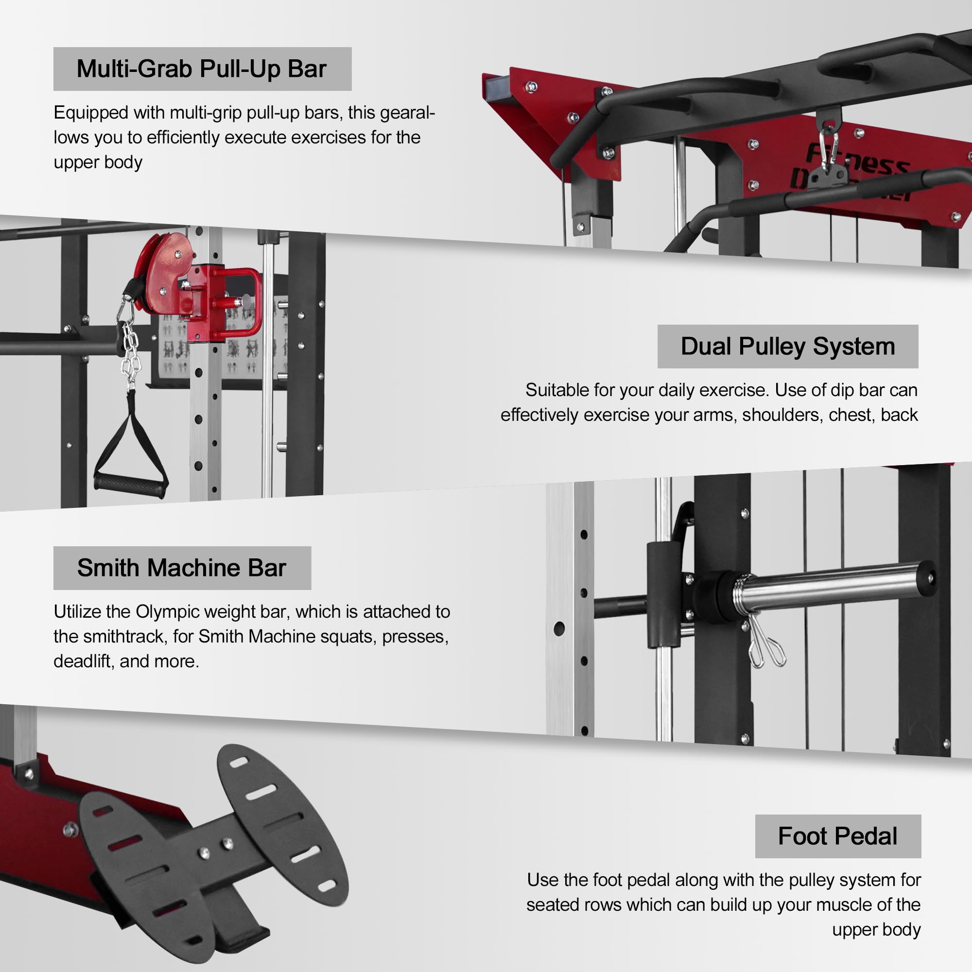 Smith Machine for Home Gym - Heavy Duty Power Rack with Safety Bars for Weightlifting & Strength Training - Perfect for Squats, Bench Press, and Full-Body Workouts