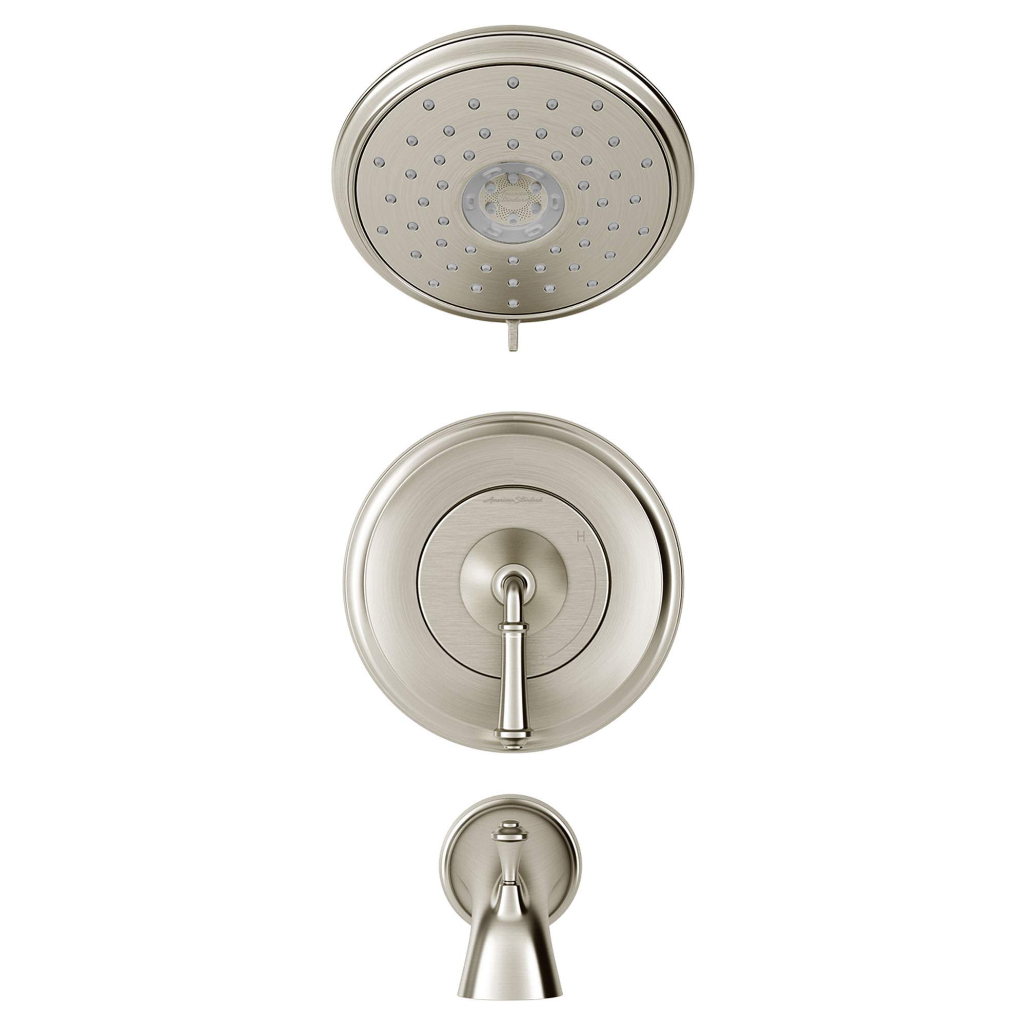 American Standard TU052502.295 Delancey Bath & Shower Trim Kit with Pressure Balance Valve - 2.5 GPM Brushed Nickel Finish | Perfect for Modern Bathroom Renovations & Spa-Like Shower Experience