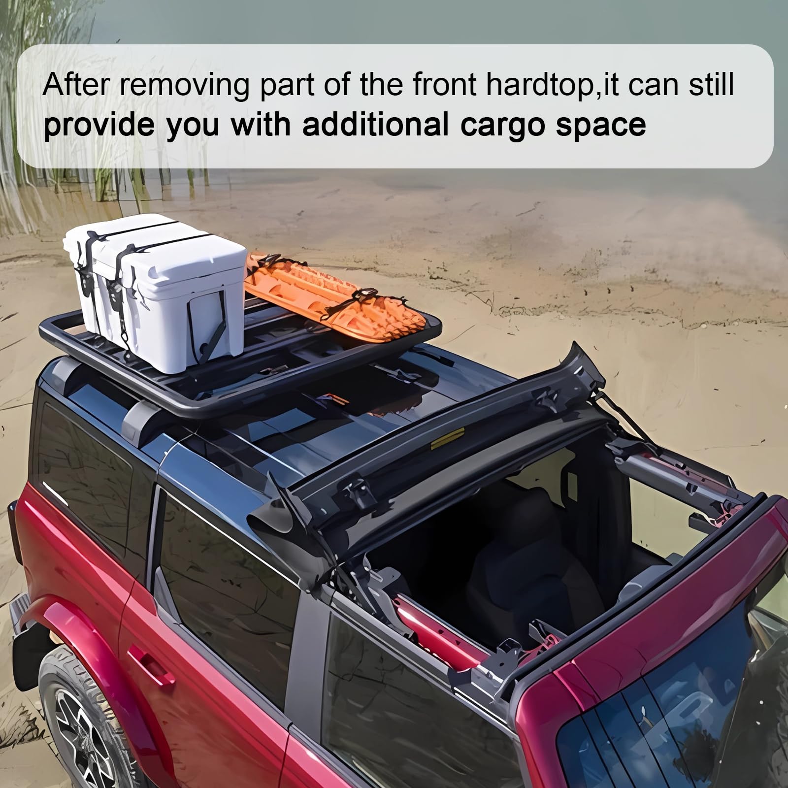 2021-2025 Ford Bronco 4-Door Hard Top Half Short Roof Rack - Heavy Duty Cross Bars for Cargo Carrier & Luggage | Perfect for Camping, Road Trips & Outdoor Adventures
