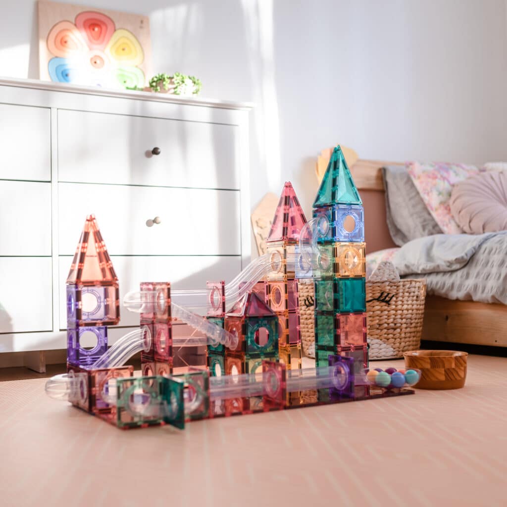 Connetix Magnetic Tiles Pastel Ball Run Pack - 106 Piece STEM Educational Building Toys for Kids | Perfect for Creative Play, Classroom Activities & Birthday Gifts