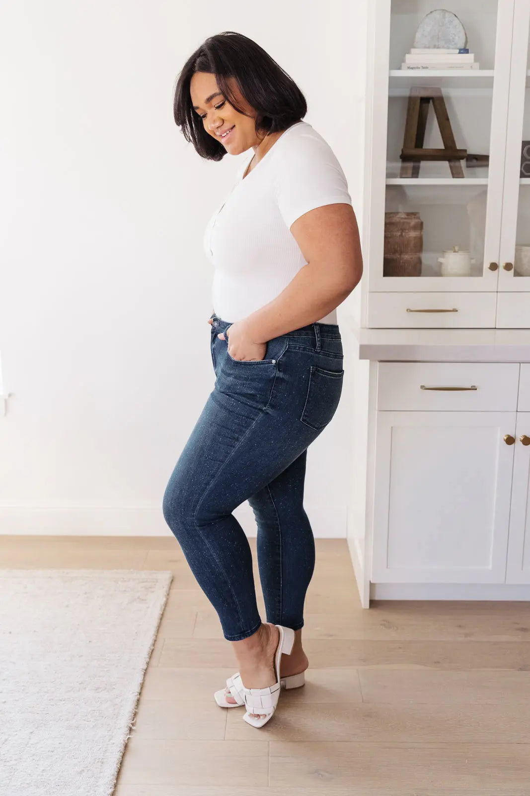 Mid Rise Relaxed Fit Mineral Wash Jeans for Women - Soft Comfort Stretch Denim Pants - Casual Everyday Wear for Work, Travel & Weekend Outfits