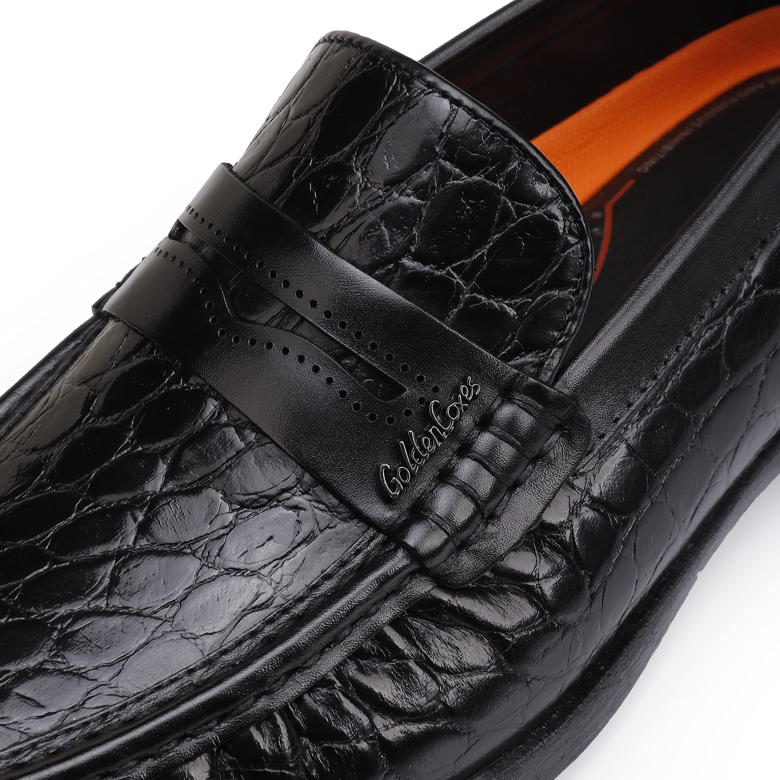 Premium Men's Leather Penny Loafers - Crocodile Print Formal Dress Shoes - Comfortable Slip-On Loafers for Business & Wedding - Ideal for Office, Parties & Special Occasions