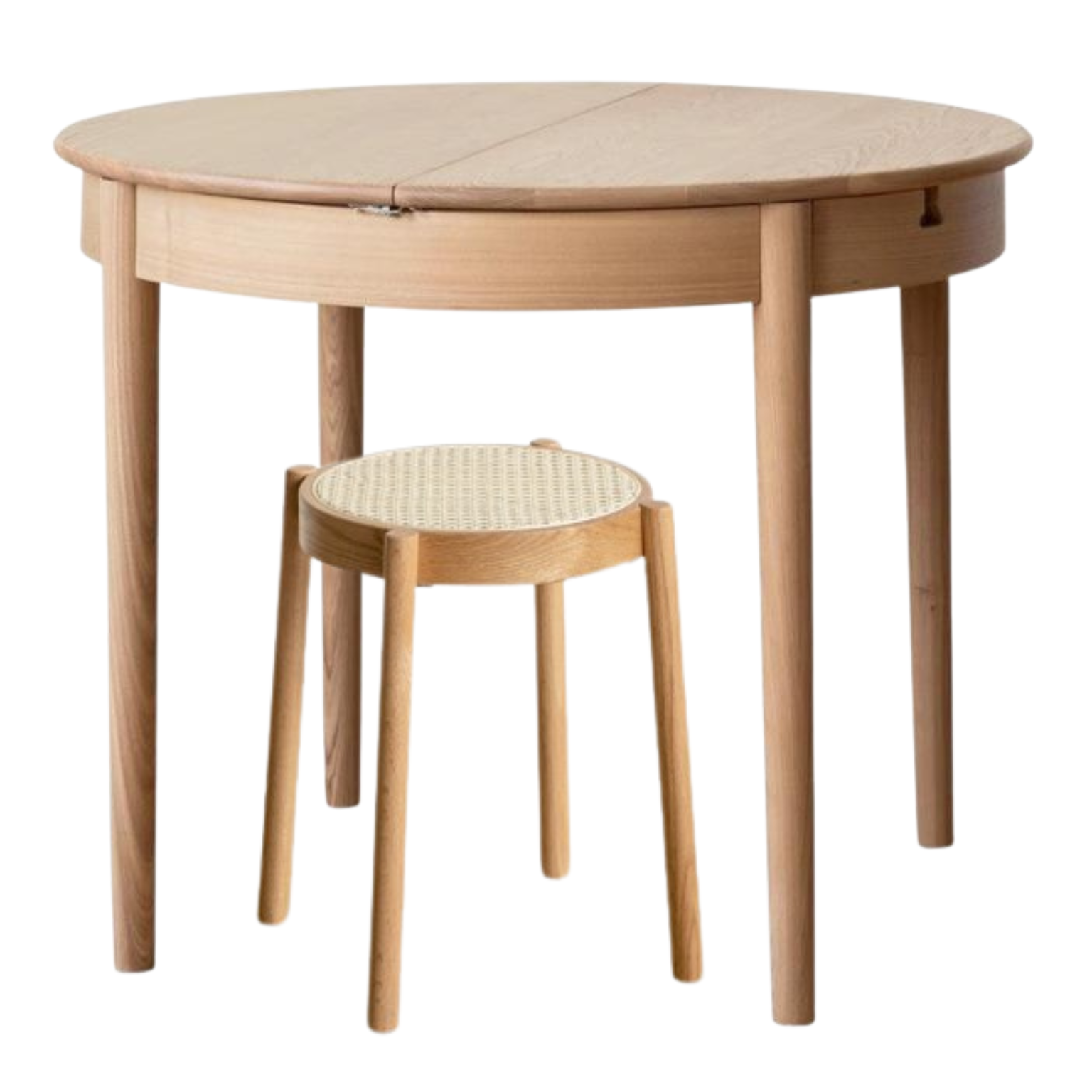 Solid Oak & Ash Wood Extendable Round Dining Table - Expandable for 4 to 8 People - Perfect for Small Spaces, Family Dinners & Entertaining Guests