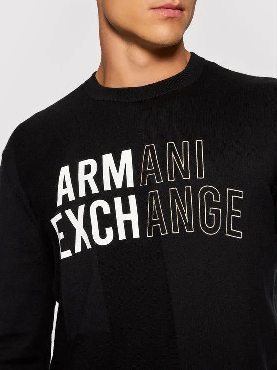Armani Exchange Double Jersey Sweatshirt for Men - Black | Comfortable & Stylish Casual Wear for Everyday & Gym