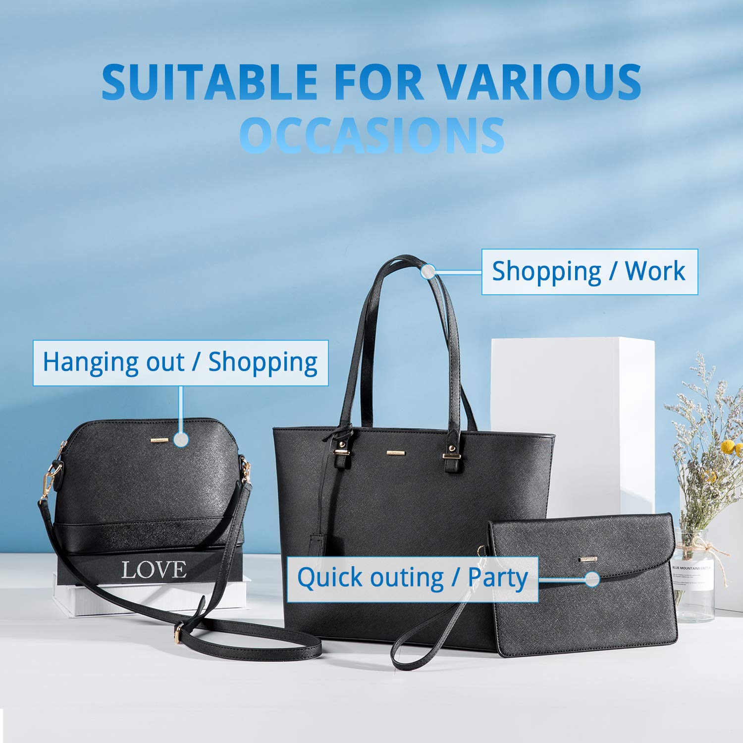 LOVEVOOK Women's Fashion Handbag Set - Tote, Shoulder Bag & Top Handle Satchel Purse for Work, Travel & Everyday Use | Stylish & Functional Designer Bags