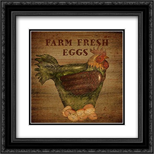 Albert & Beth 15x15 Black Ornate Framed Double-Matted Museum Art Print - Farm Fresh Eggs Painting - Perfect for Kitchen Decor, Farmhouse Style, Dining Room Wall Art