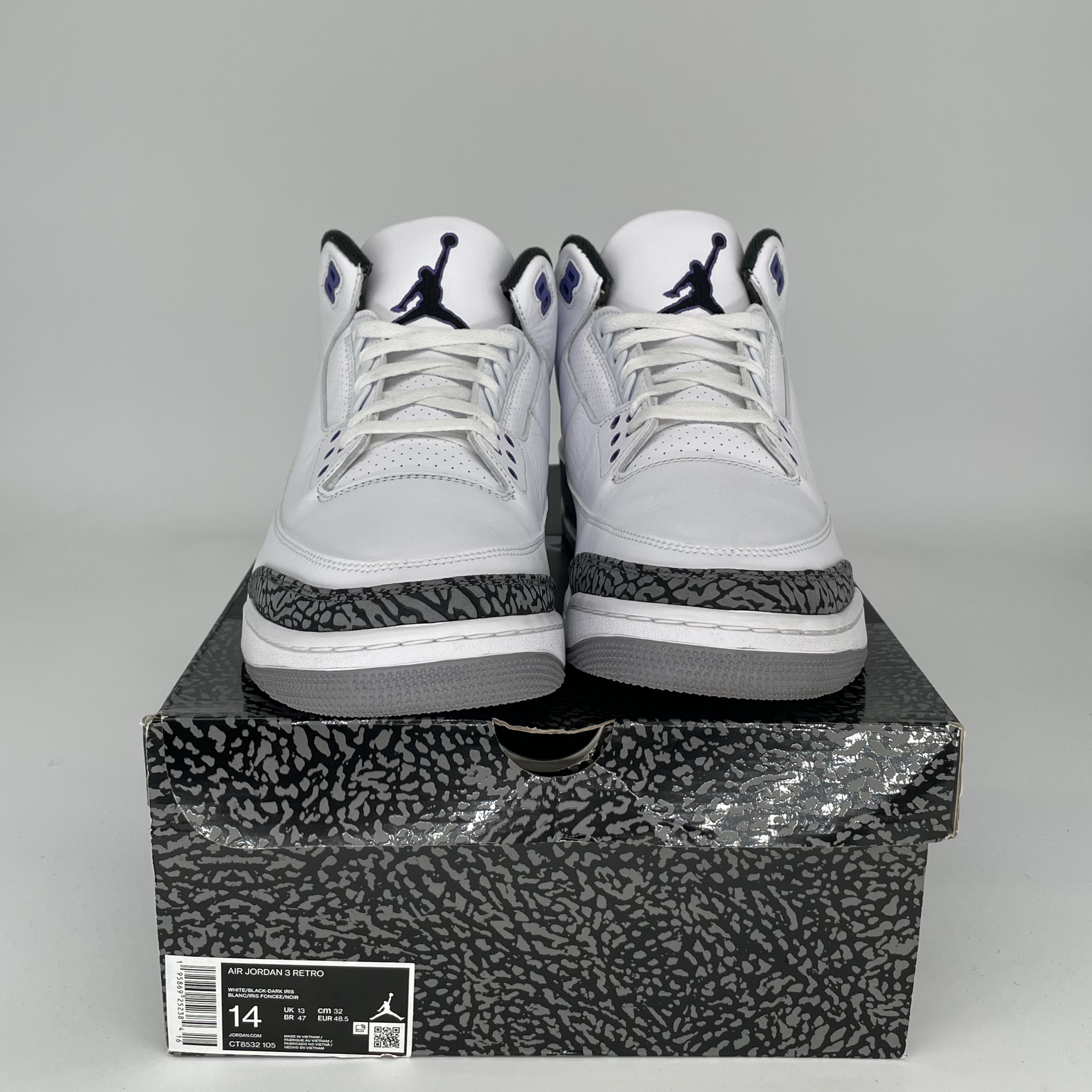 AIR JORDAN 3 DARK IRIS Men's Basketball Shoes - Size 14 (CT8532-105) - Retro Sneakers for Sports, Casual Wear & Street Style
