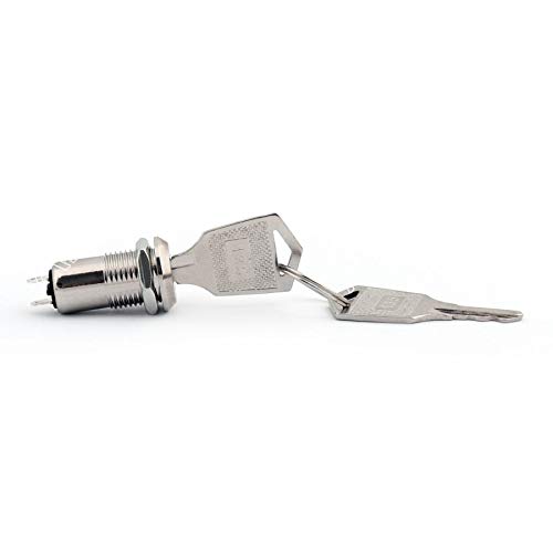 D135 12mm Micro Barrel Electronic Key Lock Switch - On/Off 2 Position with Keys | Secure Cabinet, Control Panel & Electrical Equipment