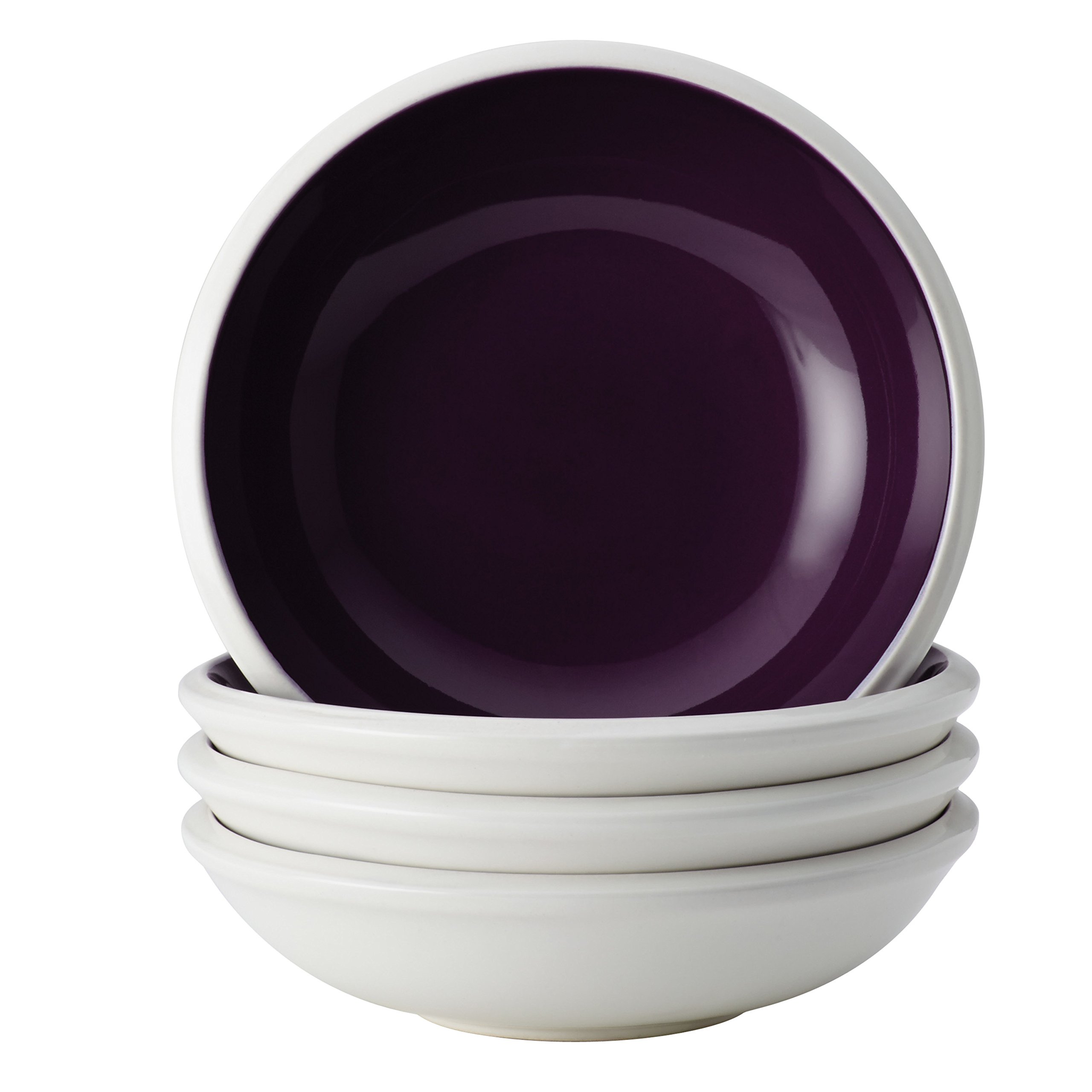 Rachael Ray Dinnerware Rise 4-Piece Stoneware Fruit Bowl Set, Purple - Perfect for Serving Fruits, Salads & Snacks at Parties, Family Gatherings & Everyday Use