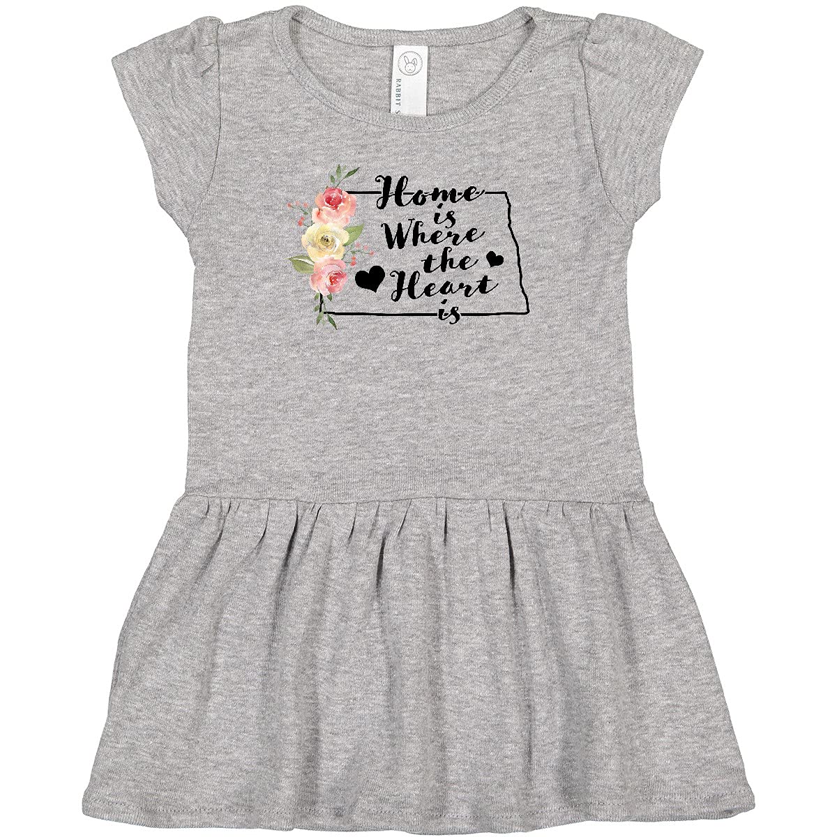 Inktastic North Dakota Home is Where The Heart is Watercolor Print Infant Dress - Perfect for Family Photos, Baby Showers & Holiday Outfits