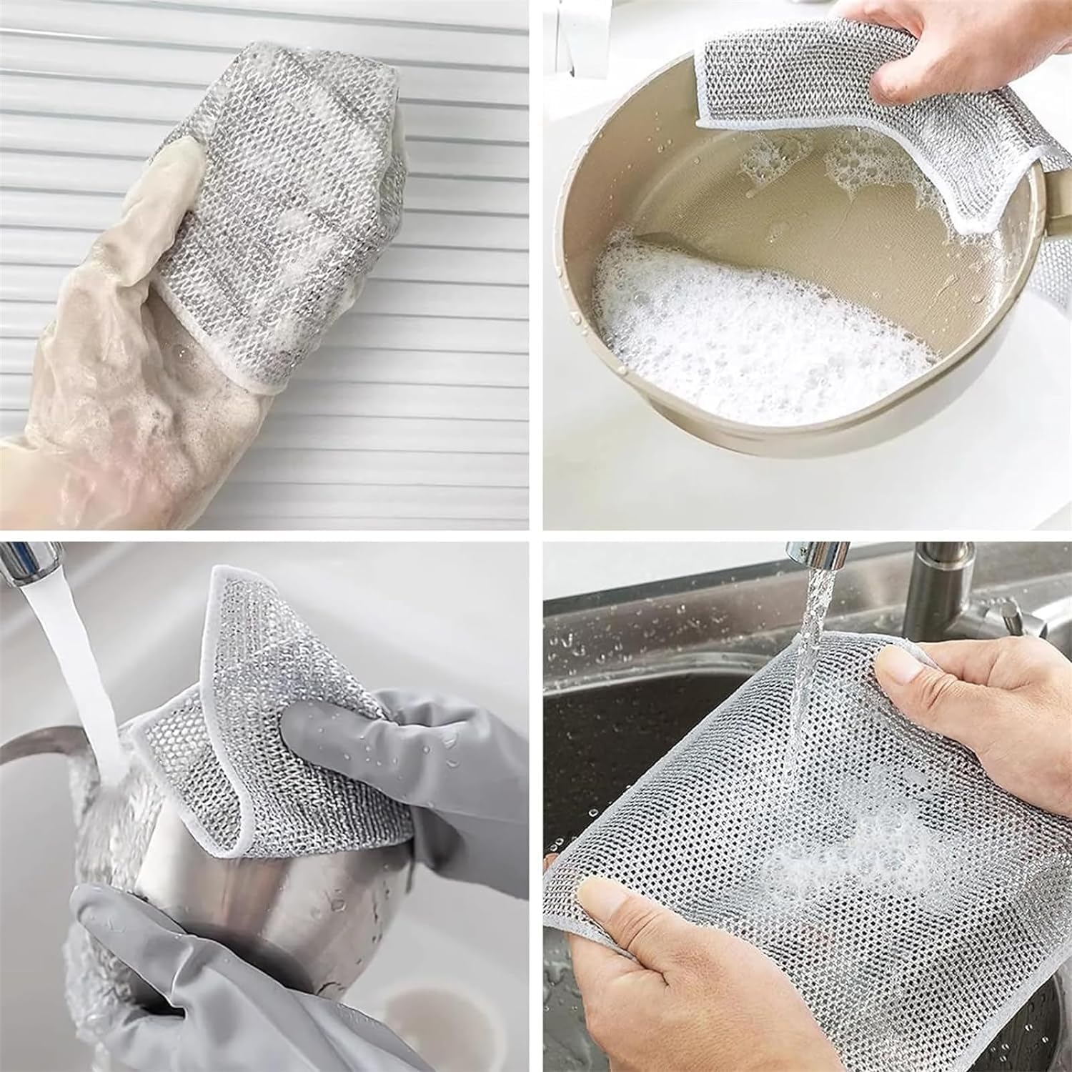 Stainless Steel Scrubber Pads - Non-Scratch Dishwashing Sponge & Reusable Cleaning Pads for Kitchen, Sinks, Pots, Pans, Cooktops - Durable & Multi-Purpose (2-Pack) - Perfect for Tough Grease & Stubborn Stains