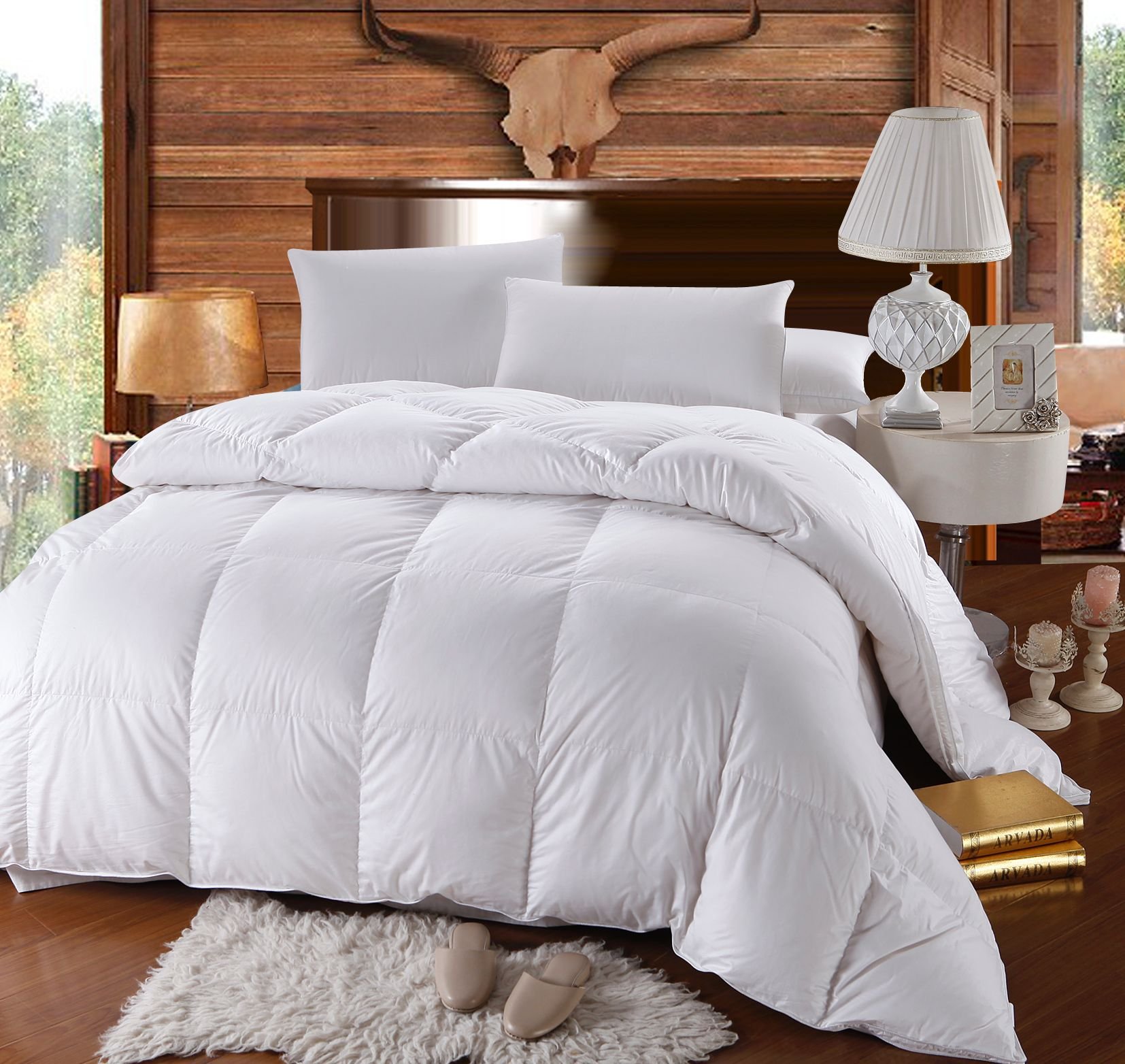 Royal Hotel Bedding Queen Size Down Comforter - 500 Thread Count 100% Cotton White Down Alternative Comforter - 750 Fill Power, 50oz - Luxury Bedding for Hotels, Guest Rooms & Cozy Home Use