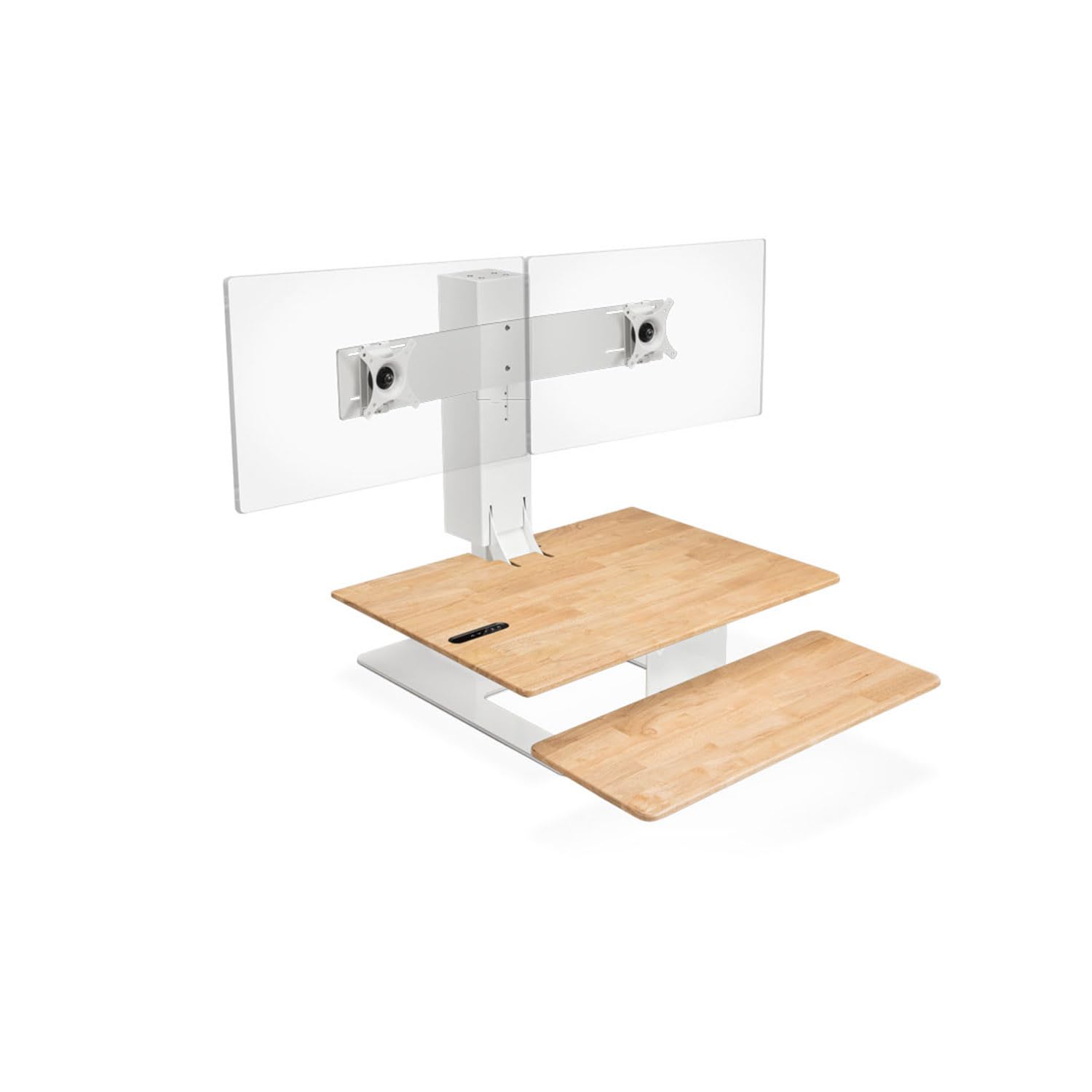 Uplift E7 Electric Standing Desk - White Base, Rubberwood Top for Dual Monitors - Home & Office Workspace