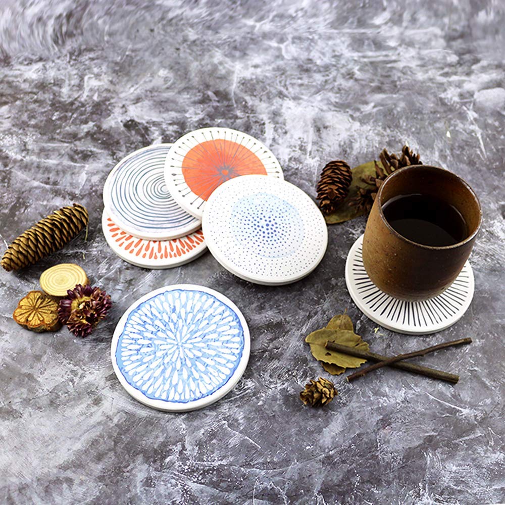 Premium 6-Pack Cork Coasters Set - Absorbent & Durable Drink Pads for Coffee, Wine, and Hot Beverages - Perfect for Home, Office, and Restaurant Use