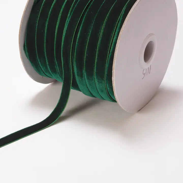 Classic 3/8 Inch Velvet Forest Green Ribbon - Perfect for Gift Wrapping, DIY Crafts, and Holiday Decorations