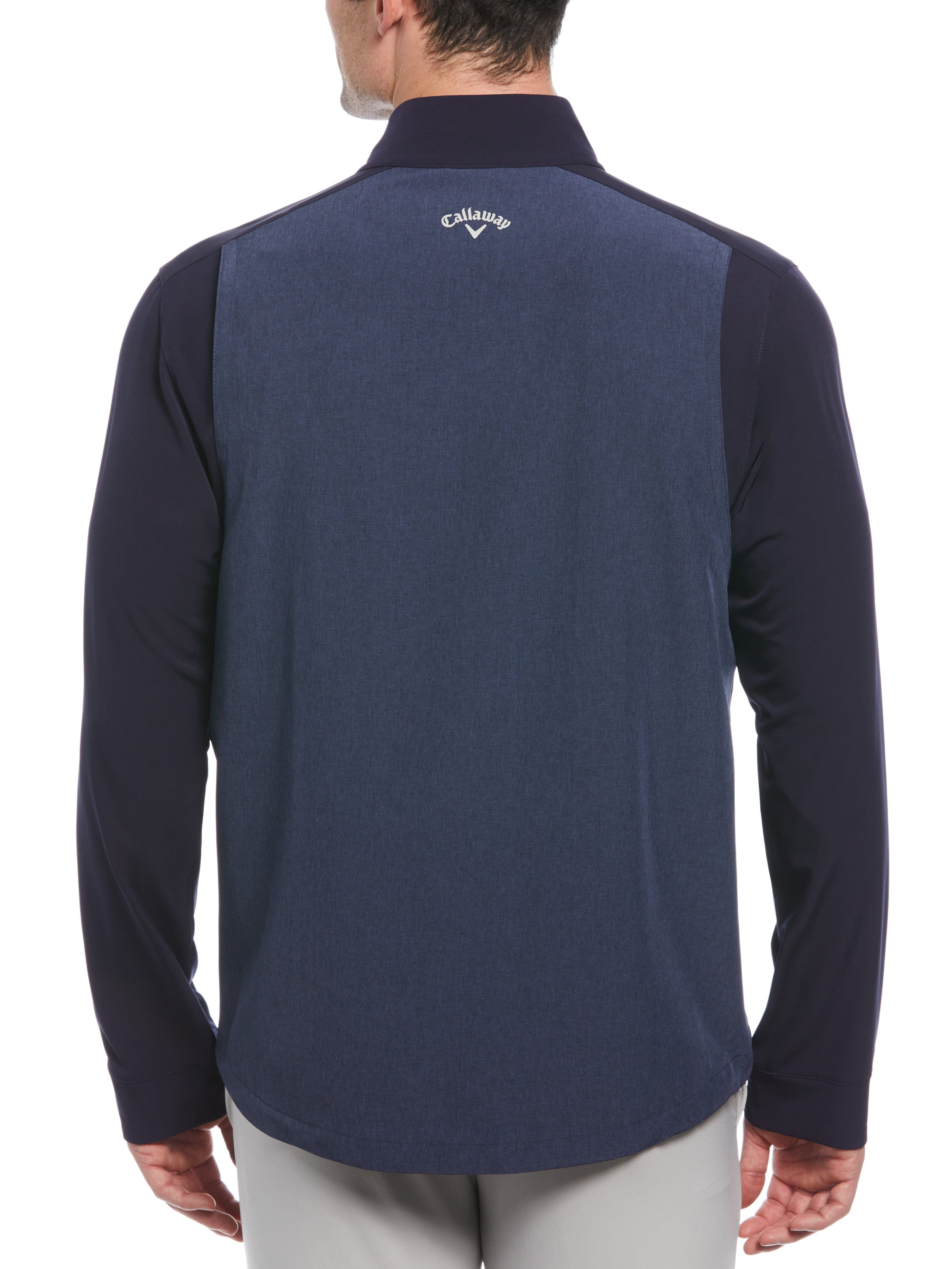 Men's Heathered Block Full Zip Golf Jacket - Lightweight Windproof & Water-Resistant - Perfect for Golfing, Outdoor Sports & Casual Wear