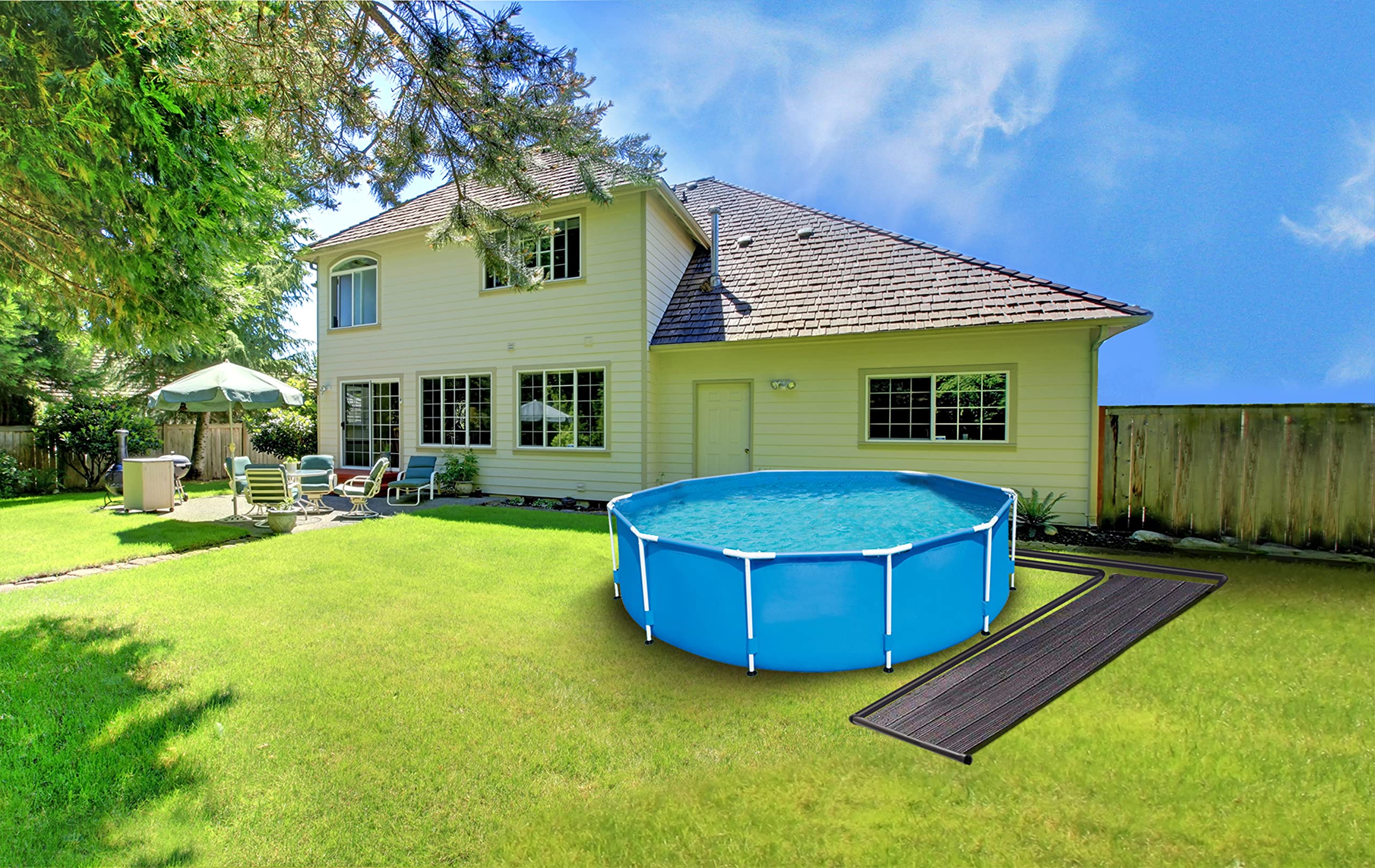 SunQuest Economy Solar Pool Heater Panel - 2ft x 10ft Solar Water Heater Collector with Roof/Rack Mount & Add-on Kit - DIY Installation for Above Ground & Seasonal Pools - UV Resistant & Durable - Perfect for Backyard, Inground, and Portable Pools
