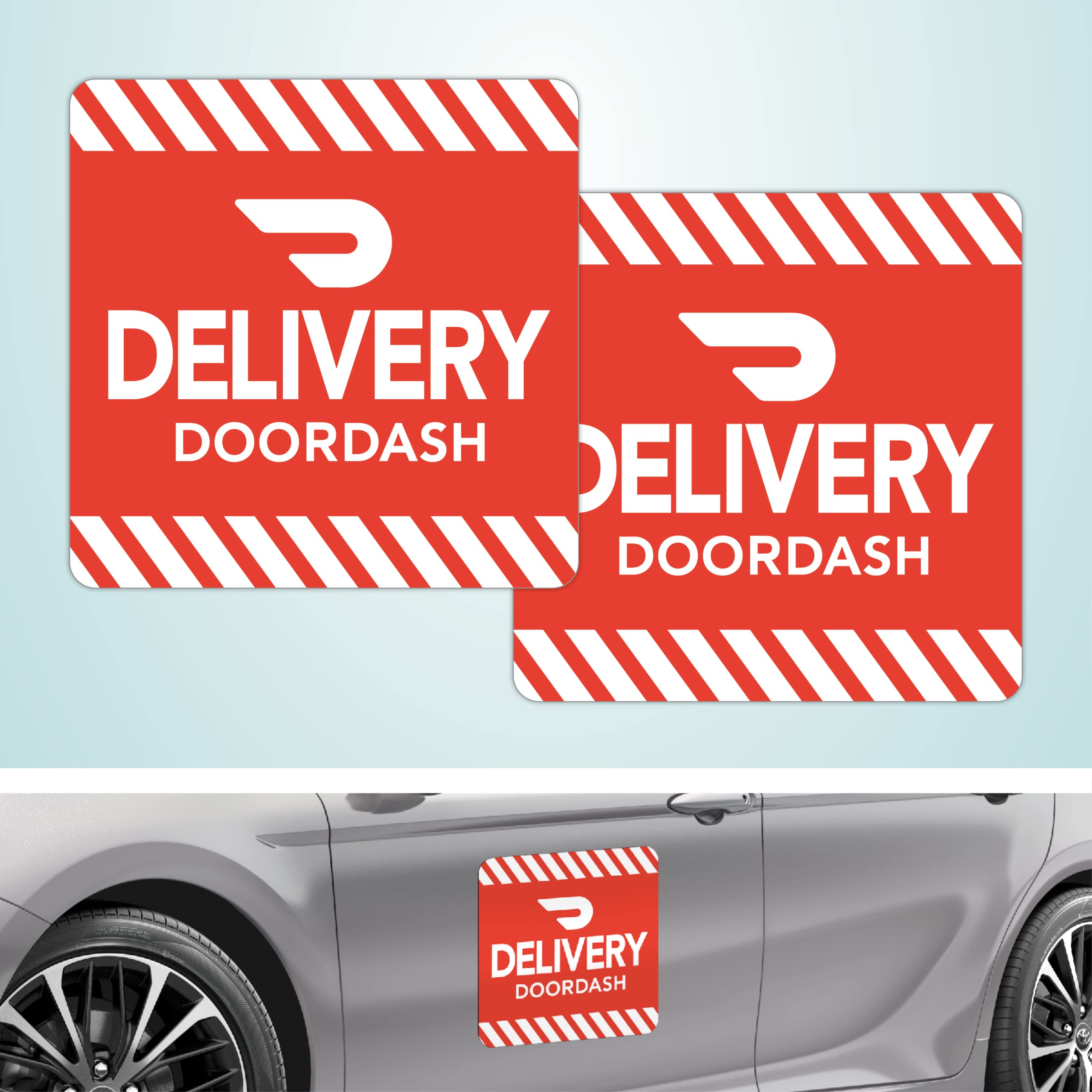 Doordash Delivery Driver Car Signs - Avoid Tickets & Hassle - Ideal for DoorDash Drivers - Car Mirror Hanger, Magnets, Stickers - Save with Bundles (16x16 Magnets) - Perfect for Food Delivery & Ride-Share Services