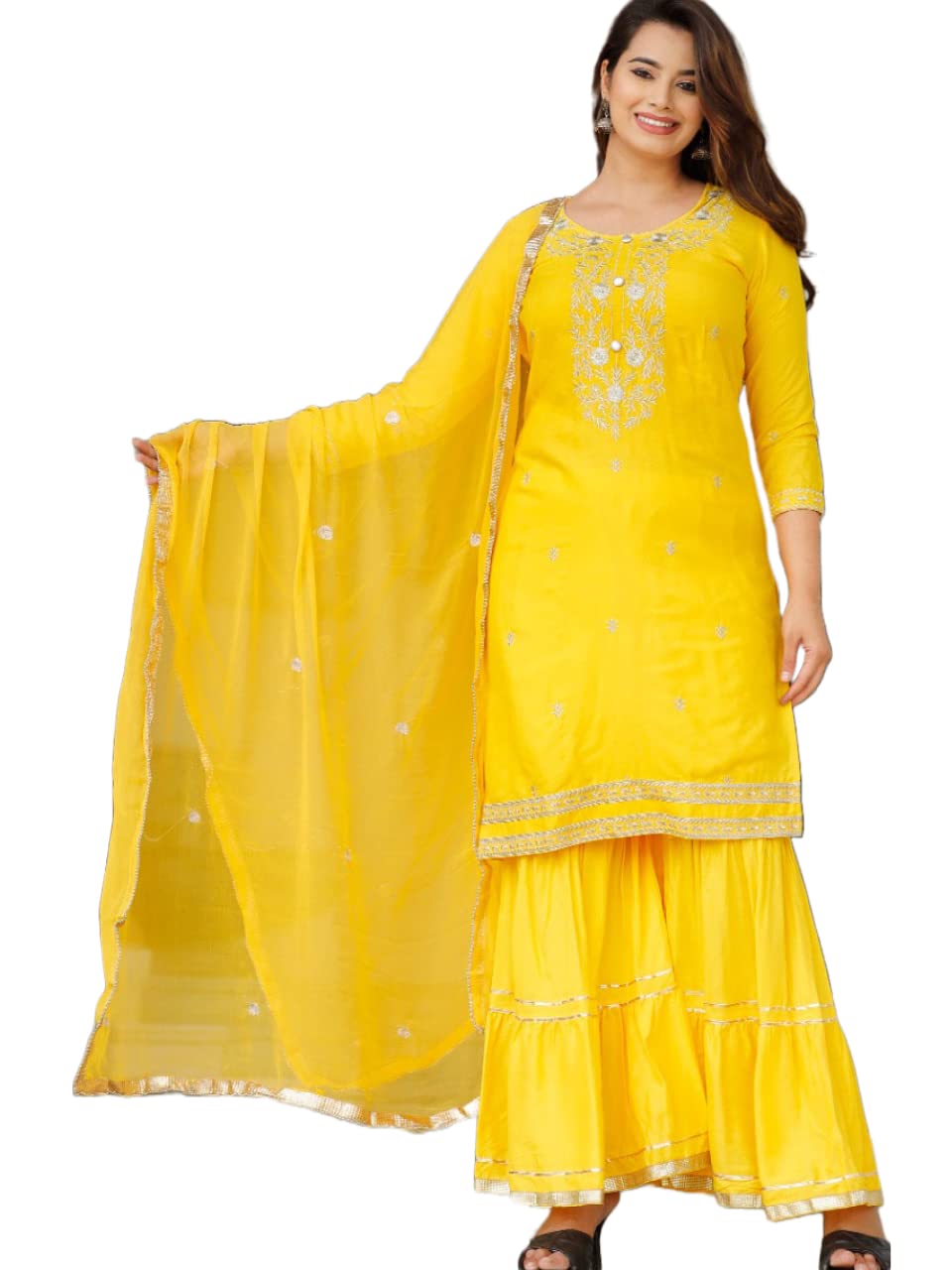 Elegant Women's Floral Cotton Kurti Dress with Intricate Embroidery - Perfect for Parties, Weddings & Festive Occasions