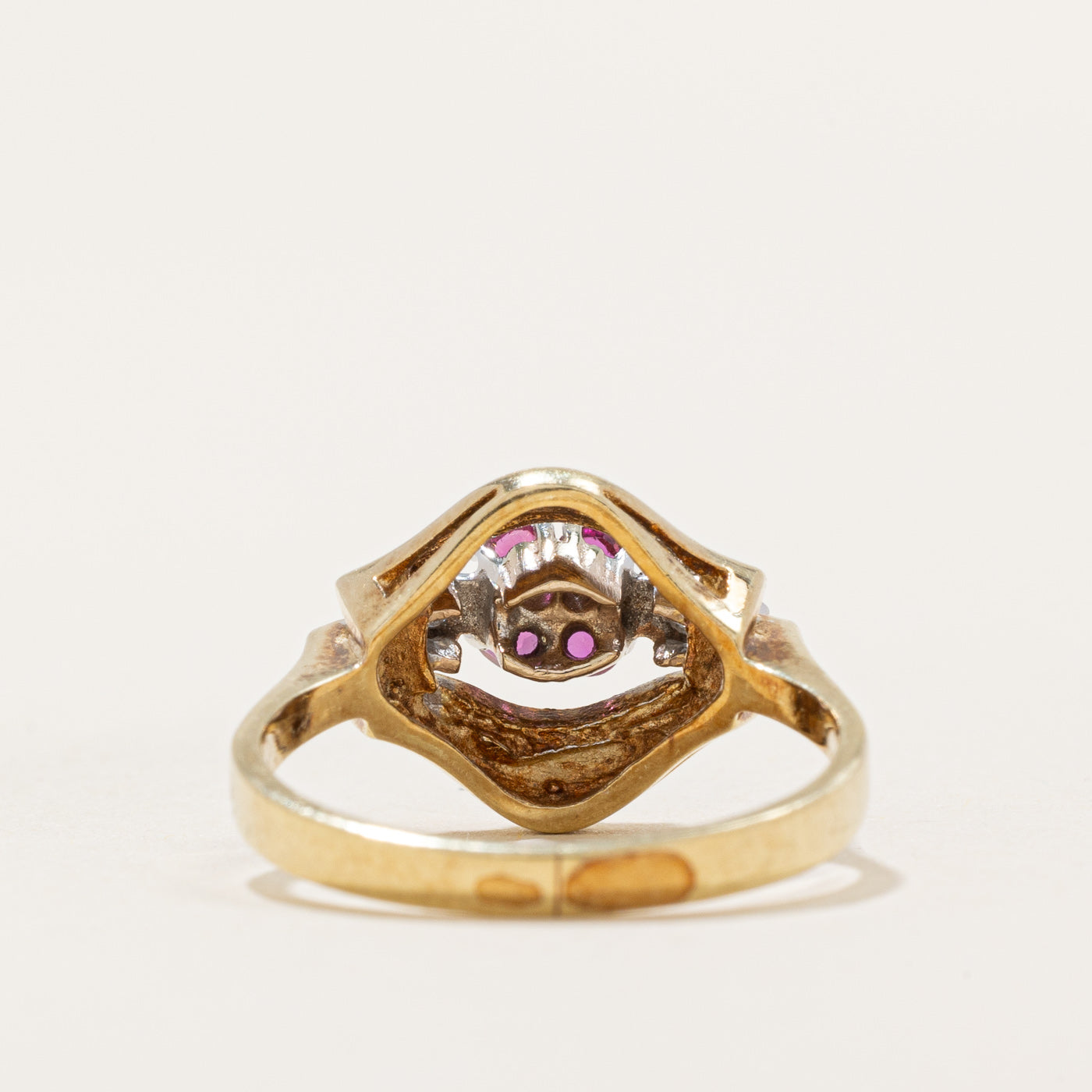 Exquisite Ruby & Diamond Cluster Ring | 0.12ctw Ruby & 0.01ctw Diamond | Size 4.75 | Perfect for Anniversary, Engagement & Special Occasions