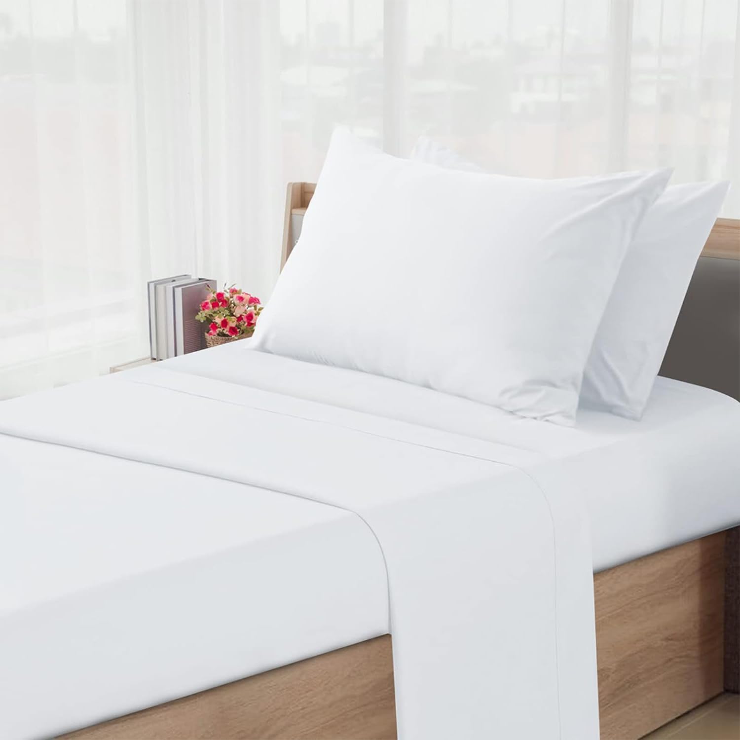 Premium Fitted Camping Cot Sheets Set - 4 Piece White Cotton Sheets for Narrow Twin, Cot Size, RV Bunk & Guest Beds (33