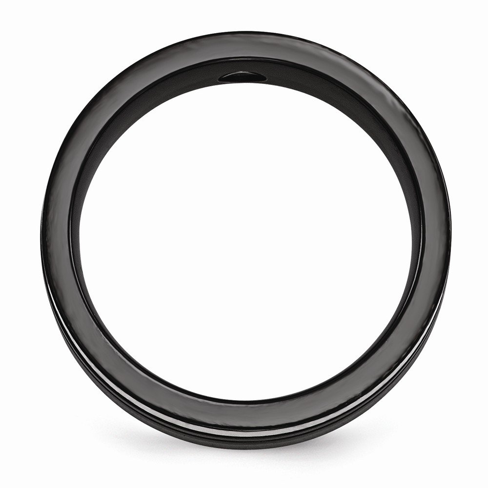 Black Titanium Round Diamond Bezel Wedding Band Ring for Men & Women - 0.1 ct Diamond Engagement Ring - Perfect for Anniversary, Proposal & Everyday Wear