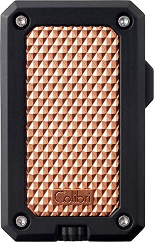 Colibri Rally Single Jet Flame Butane Lighter - Windproof Refillable Cigar Lighter with Blue Fuel Window & Adjustable Flame (Black/Rose) - Perfect for Cigar Smoking, Outdoor Camping & BBQ Use