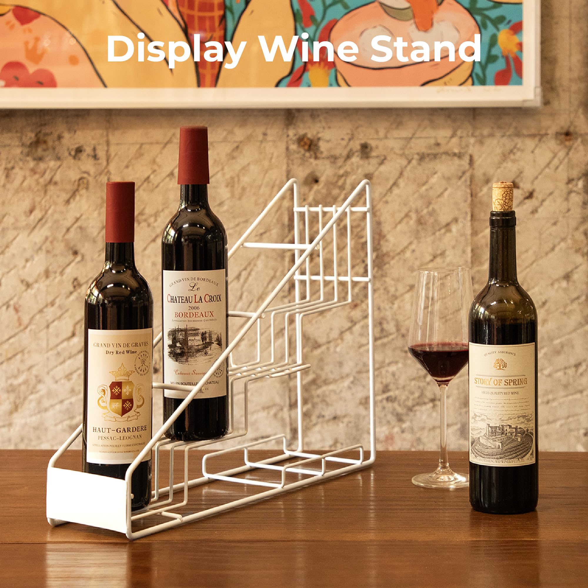 Fully Assembled Coffee Syrup Organizer Rack - Holds 4 Torani & Monin Bottles - Slim Wire Stand for Coffee Bar & Tea Station - White Syrup Holder for Home, Cafe & Office Use