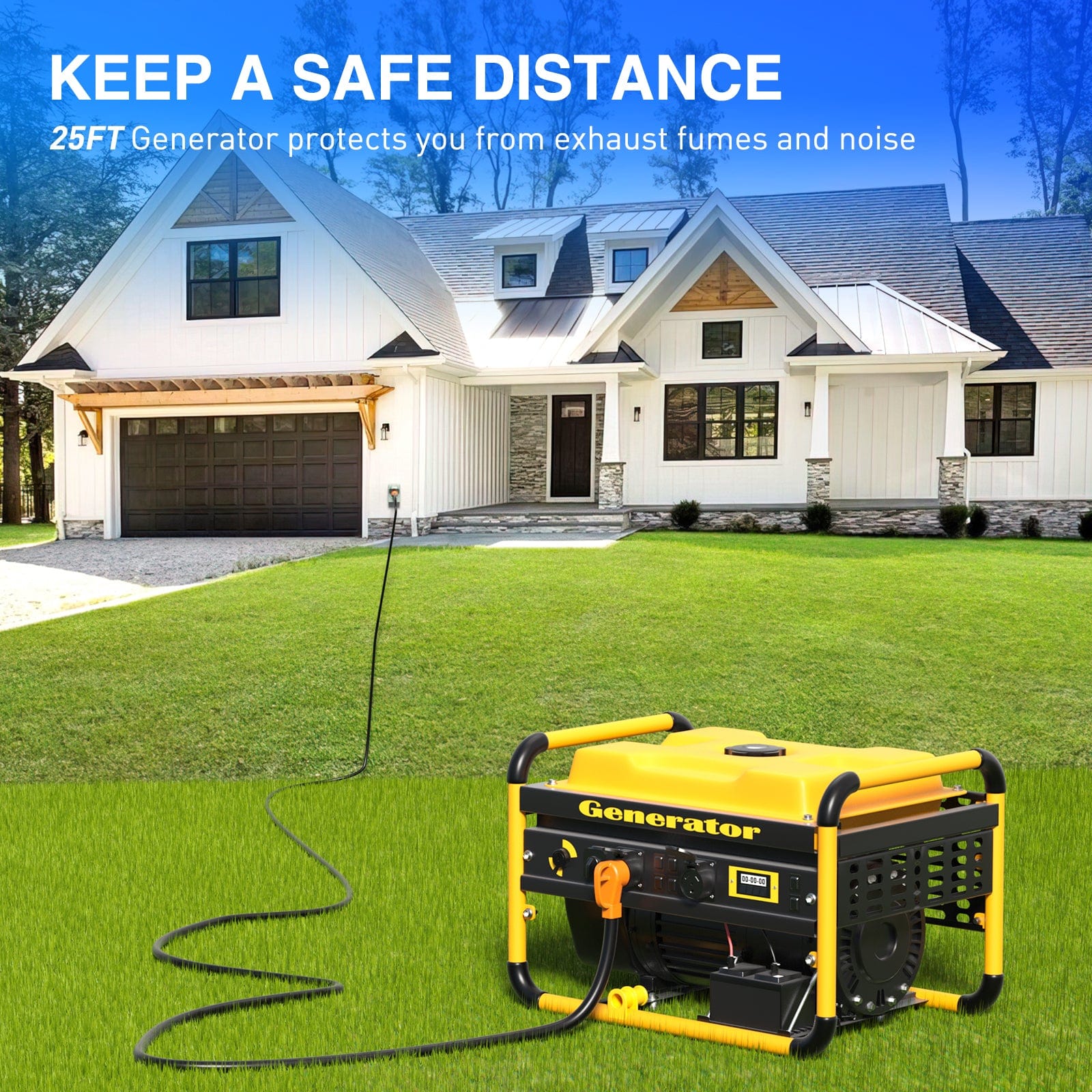 50A 25FT Heavy Duty Generator Extension Cord with Locking Connector - Weatherproof Power Inlet Box for RV, Home Backup & Outdoor Use