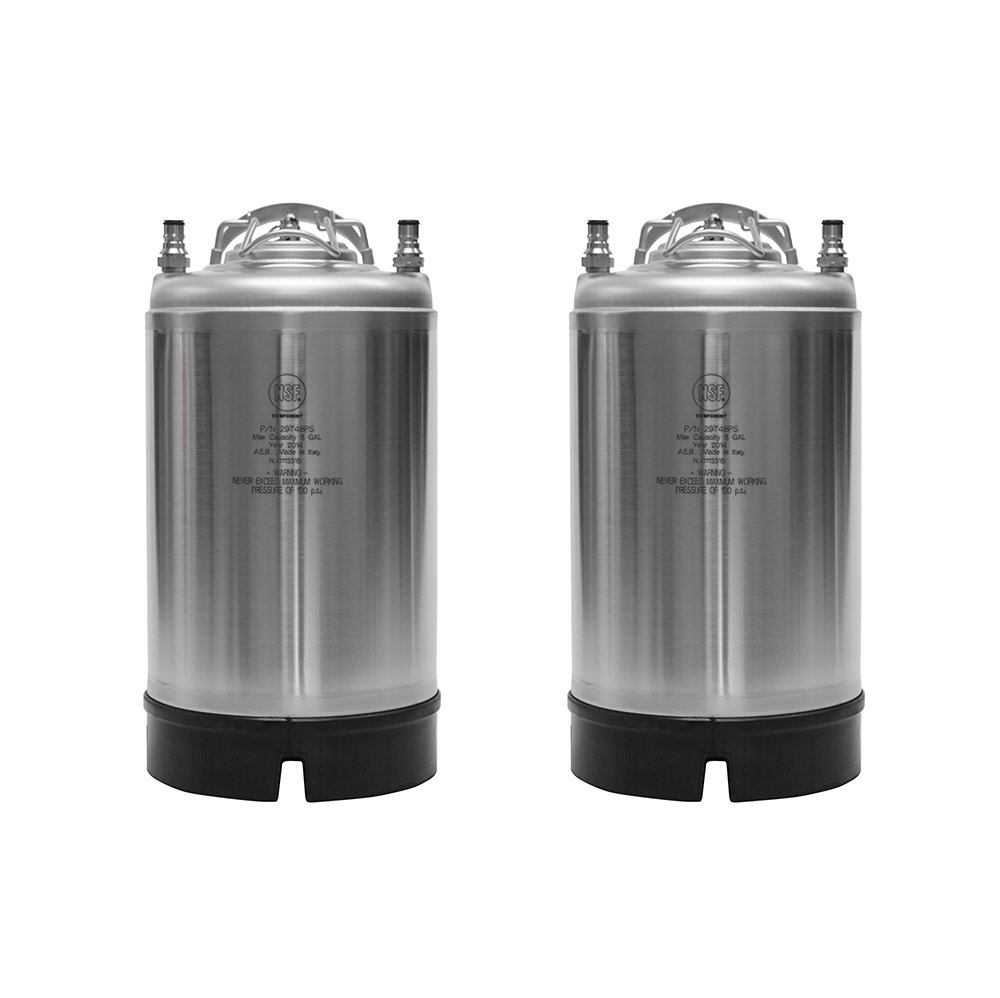 AEB 2-Pack 3 Gallon Ball Lock Kegs with Single Handle - Homebrew Beer, Soda, Kombucha - Perfect for Home Brewing, Parties & Bars