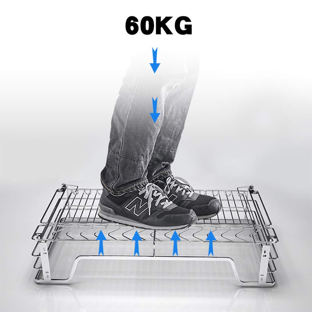 2-Tier Pull-Out Dish Rack Organizer - 2 Pack Stainless Steel Wire Basket for Kitchen Cabinet Storage | Space Saving Base Larder Unit | Perfect for Bowls, Plates & Utensils Organization in Small Kitchens