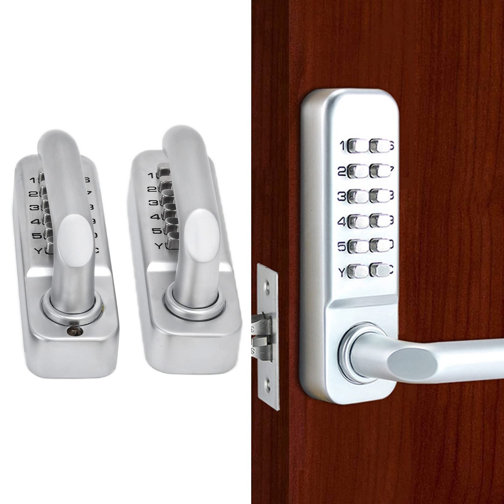 Garosa Keyless Entry Door Lock - Mechanical Combination Gate Lock with Keypad & Password Security - Double-Sided Keypads & Handle for Outdoor Gates, Fences (Ideal for Homes, Apartments, Warehouses & Commercial Properties)