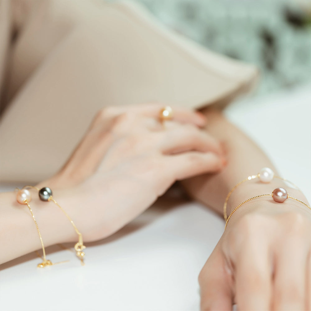 18K Gold Adjustable 8-9MM Pearl Bracelet KB00008 - Elegant Pearl Jewelry for Women, Perfect for Weddings, Parties & Special Occasions