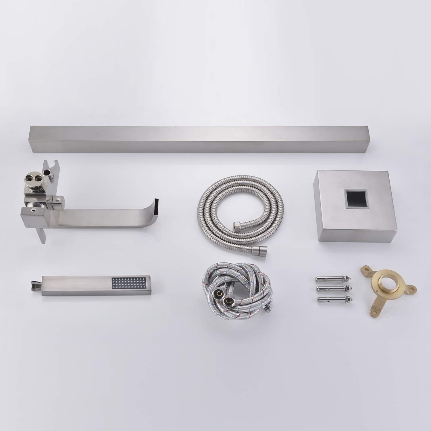Freestanding Bathtub Faucet - Brushed Nickel Floor Mount Tub Filler with Single Handle & Hand Shower - Durable Brass Construction for Modern Bathrooms | Perfect for Spa-Like Relaxation and Luxurious Bath Experiences