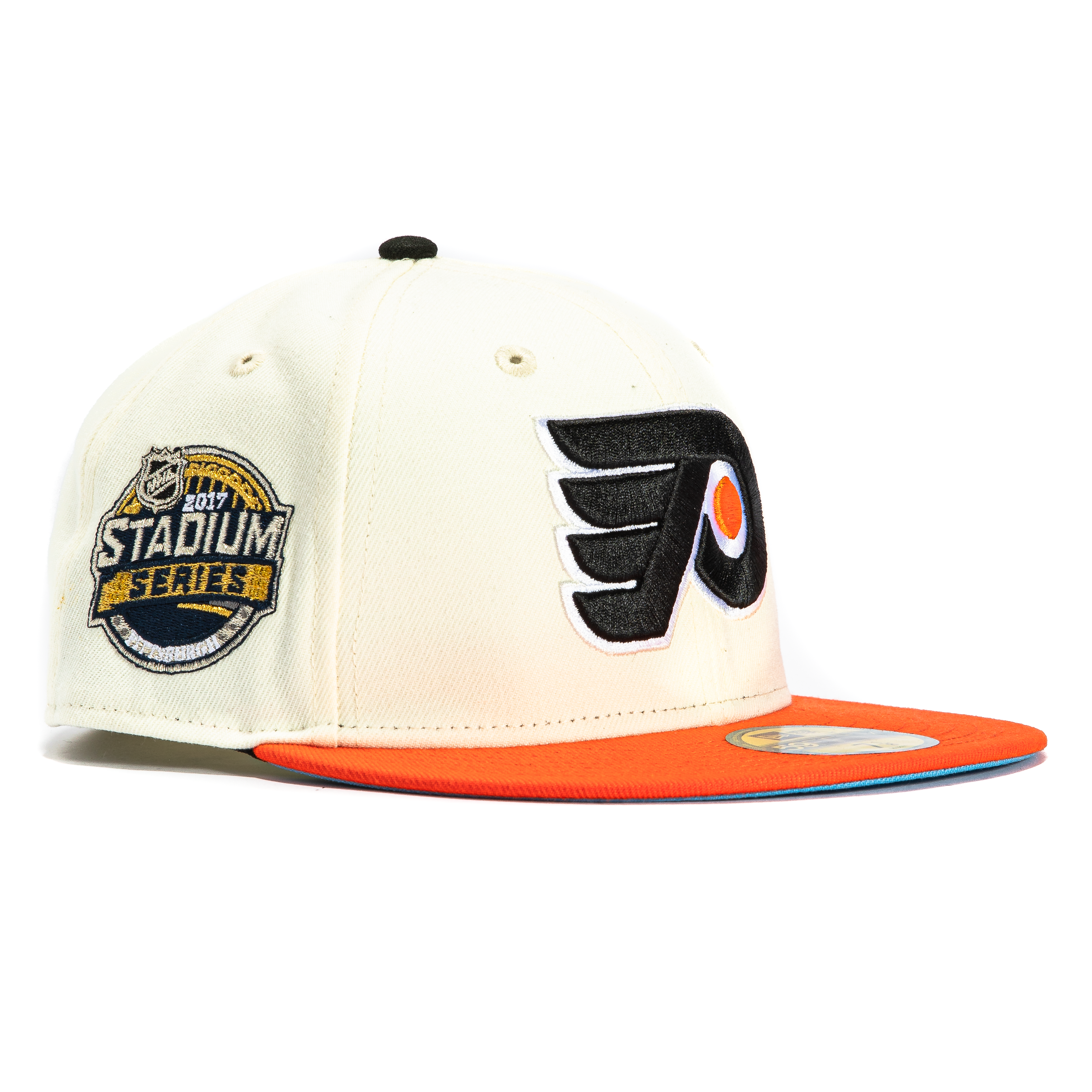 New Era 59Fifty Philadelphia Flyers 2017 Stadium Series Patch Hat - White & Orange Snapback Cap for Hockey Fans & Sports Enthusiasts - Perfect for Games, Collecting & Streetwear Fashion