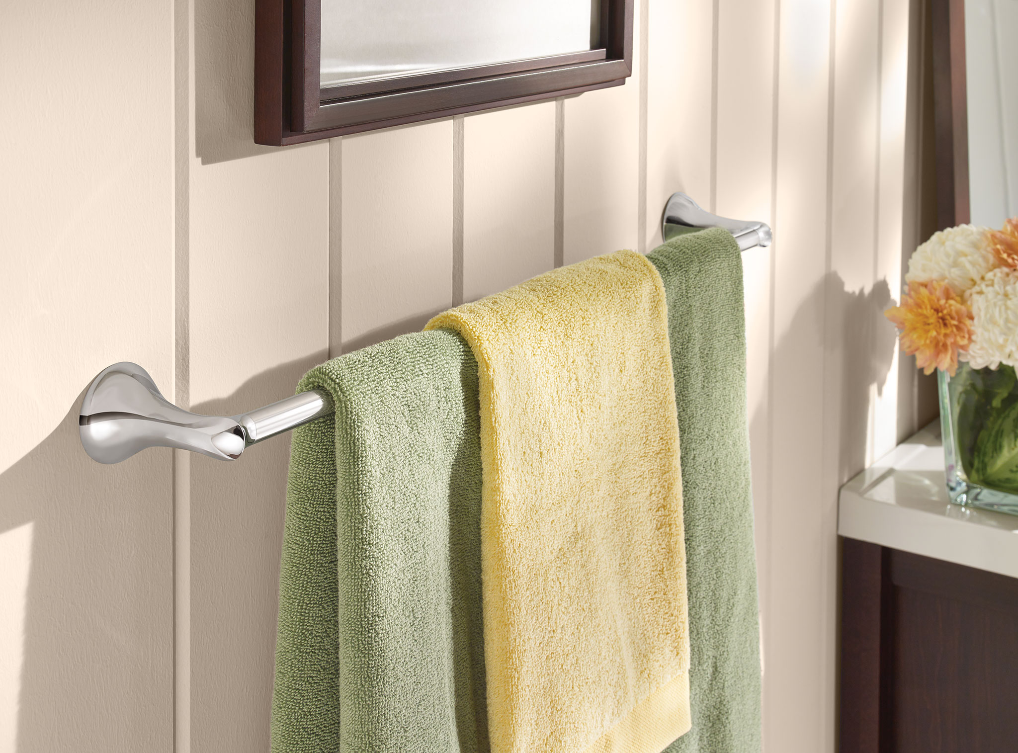 Darcy Chrome 24-Inch Bathroom Towel Bar - Modern Stainless Steel Towel Rack for Bathroom, Kitchen, and Laundry Room Organization