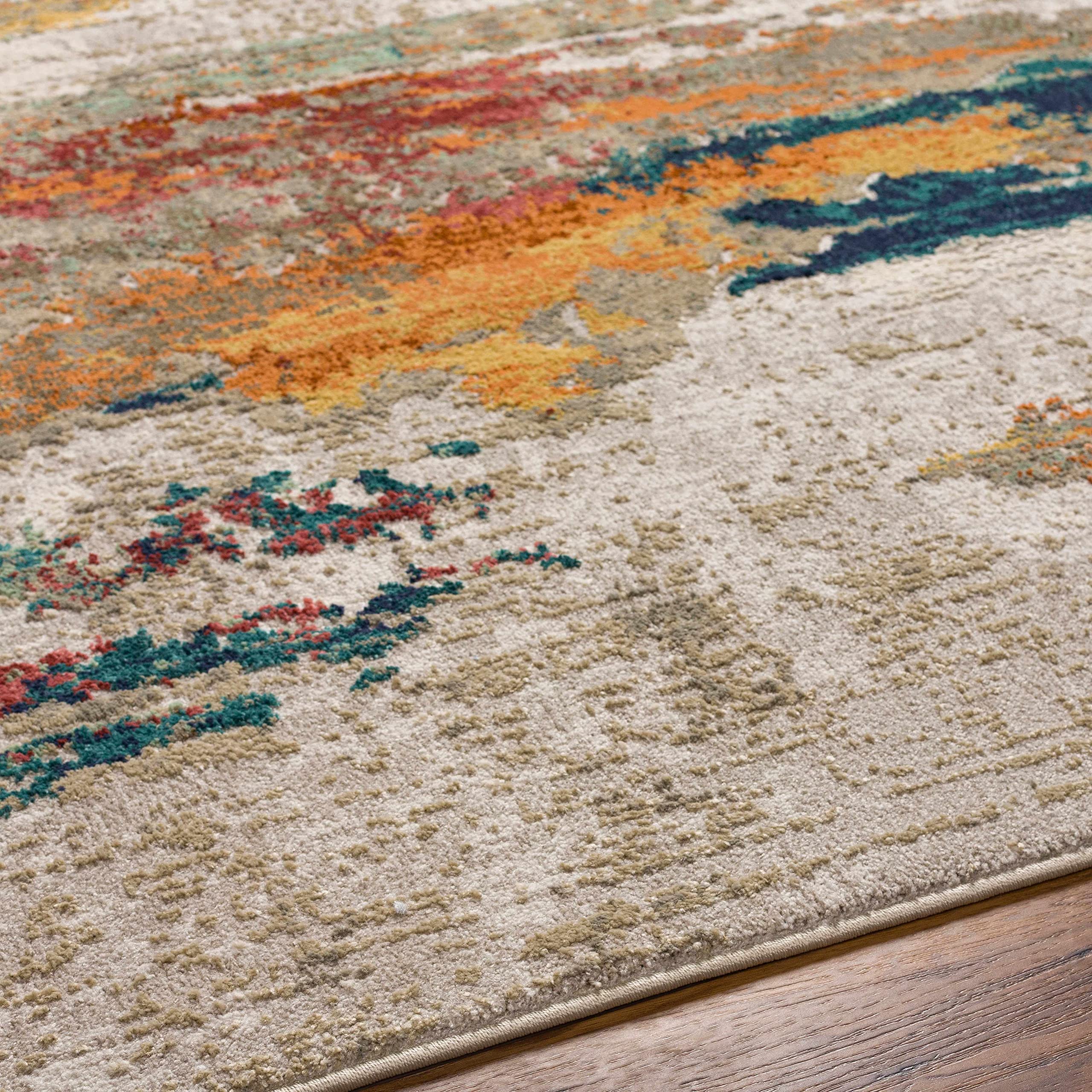 Hauteloom Pearces Soft Plush High Pile Area Rug 2' x 3' - Beige & Gray Shaggy Carpet for Living Room, Bedroom, Nursery - Cozy Floor Mat for Home Decor, Kids Play Area & Pet-Friendly Space