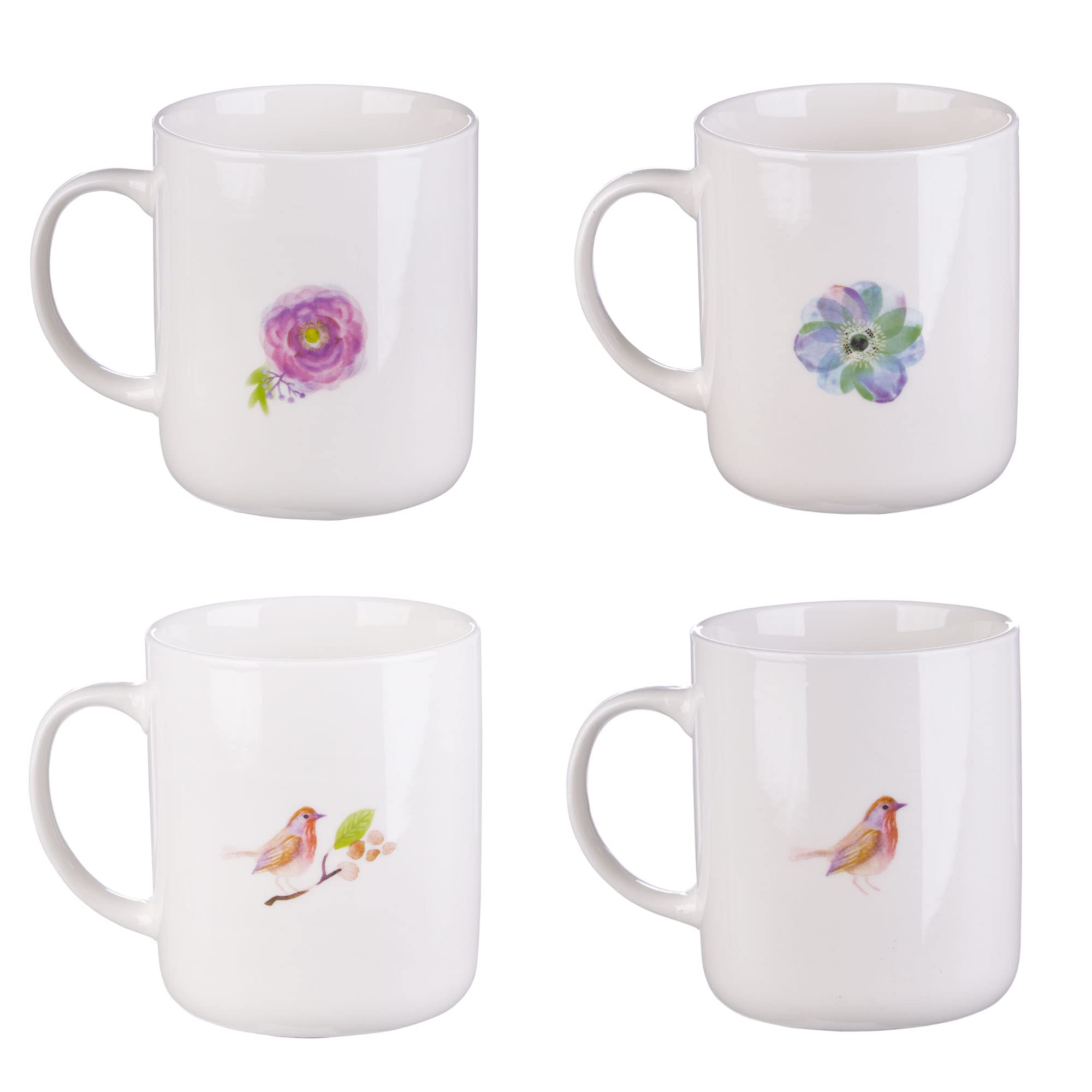 Inspirational Christian Ceramic Coffee & Tea Mug Set for Women - Watercolor Flowers & Bible Verse Design | Boxed Set of 4 | Perfect for Bible Study, Prayer Time & Christian Gift Giving