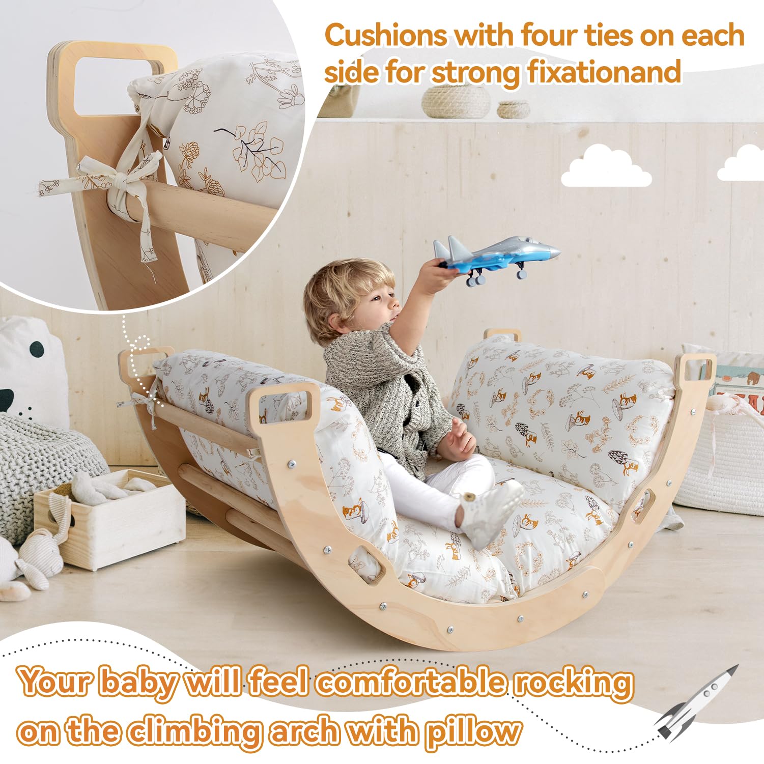 **Non-Slip Climbing Arch Cushion - Soft Rocker Pillow for Toddlers, Floor Lounger Seat with Removable Cover, Kids Nap Mat & Playtime Floor Pillow - Perfect for Playrooms, Daycare & Montessori Activities**