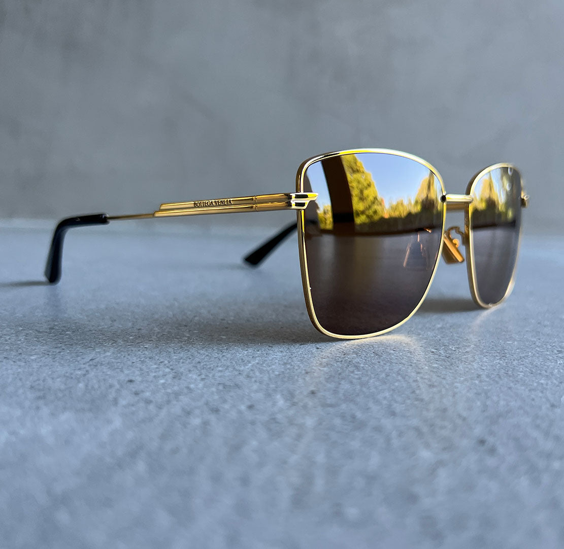 BV 1237S Polarized Sunglasses for Women & Men - Gold/Brown Frame with UV400 Protection - Fashionable & Durable for Driving, Beach & Outdoor Activities