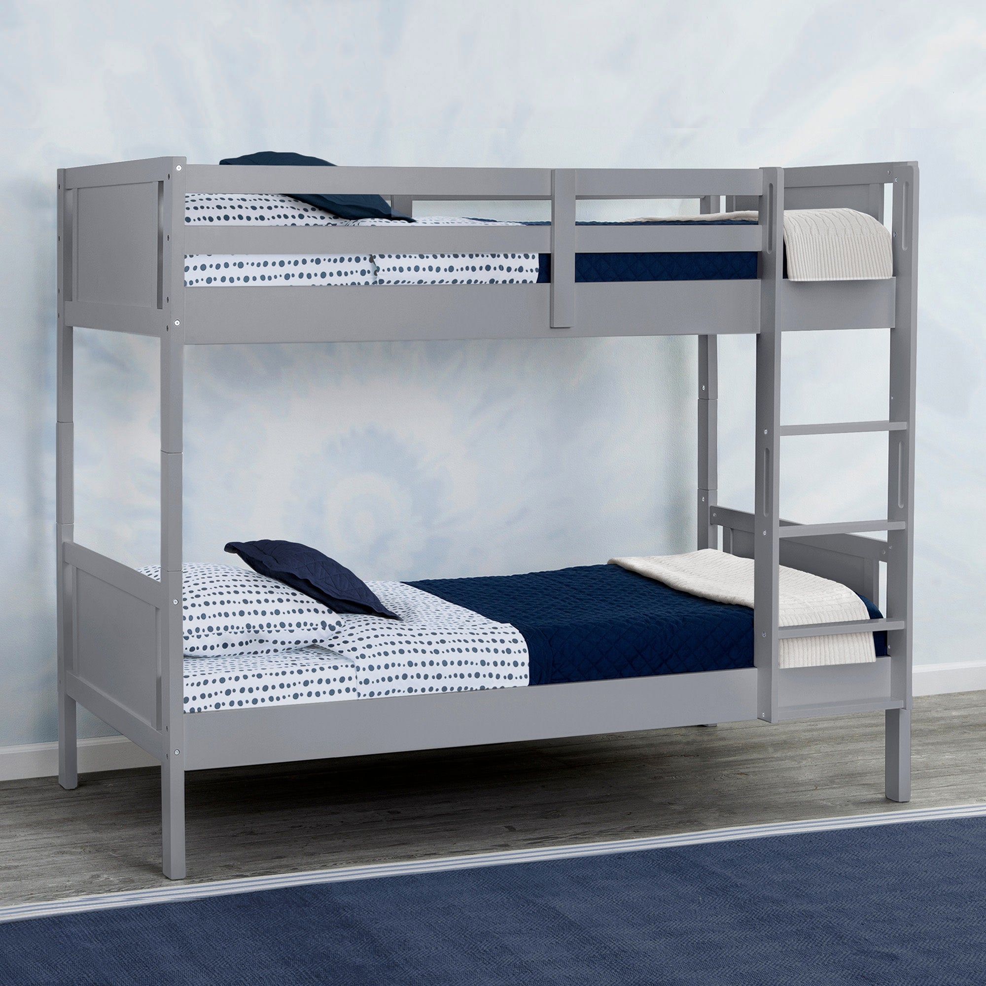 Convertible Twin Bunk Bed with Ladder & Safety Guardrails - Space Saving Kids Bedroom Furniture for Small Rooms & Shared Bedrooms
