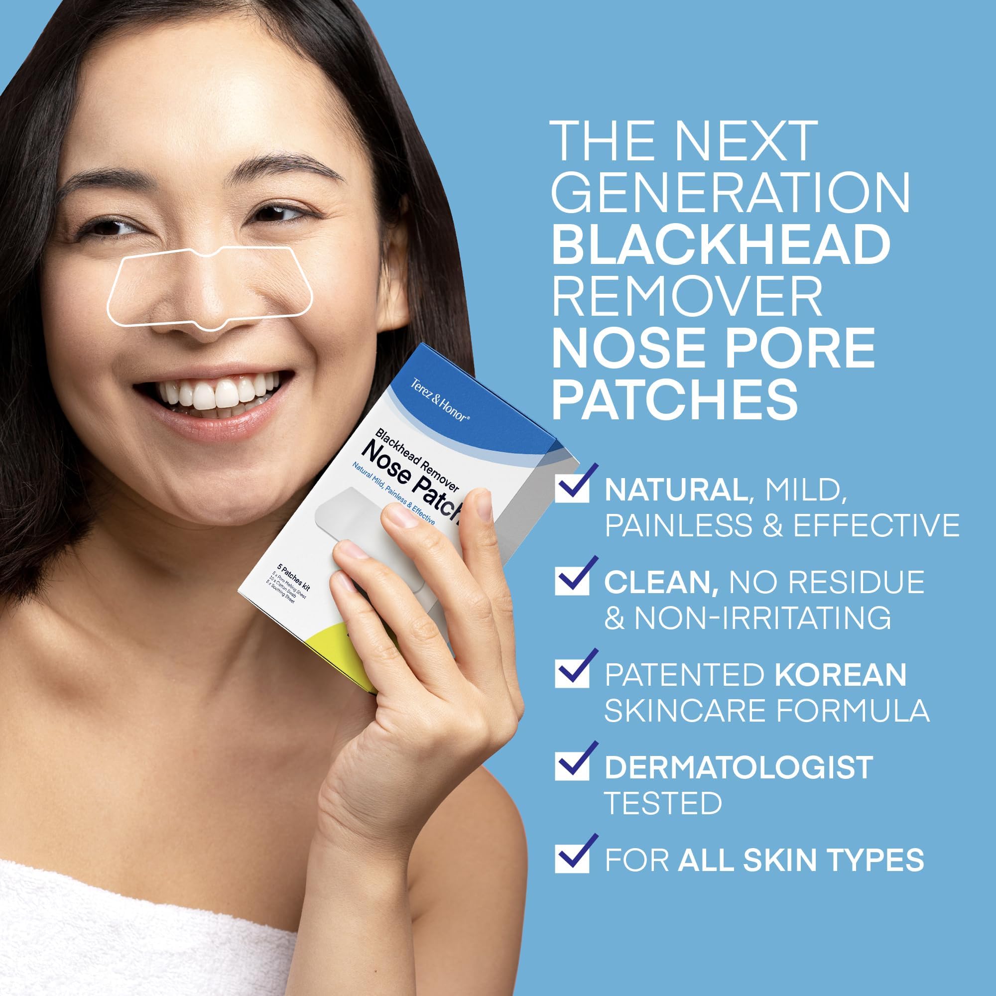 Terez & Honor Blackhead Remover Nose Pore Patches & Eyelash Growth Serum Kit - Deep Cleansing Pore Strips & Lash Enhancing Treatment for Clear Skin & Longer Lashes - Perfect for Skincare Routine & Nighttime Beauty Care
