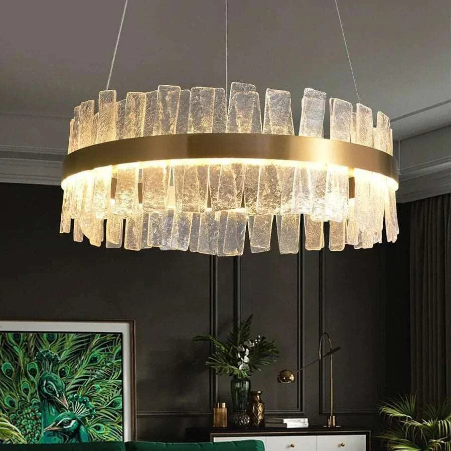 Beryl Modern Round Crystal Chandelier - Elegant Lighting Fixture for Dining Room, Living Room & Bedroom Decor