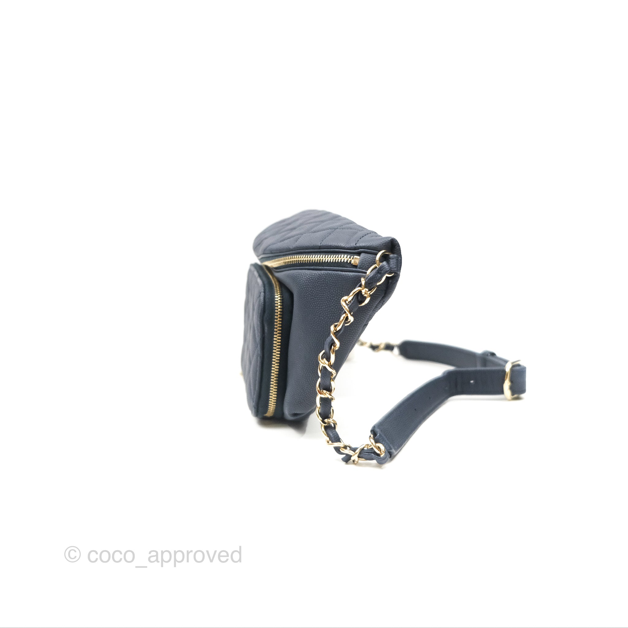 Chanel Business Affinity Waist Belt Bag in Navy Caviar Leather with Gold Hardware - Perfect for Work, Travel & Evening Events