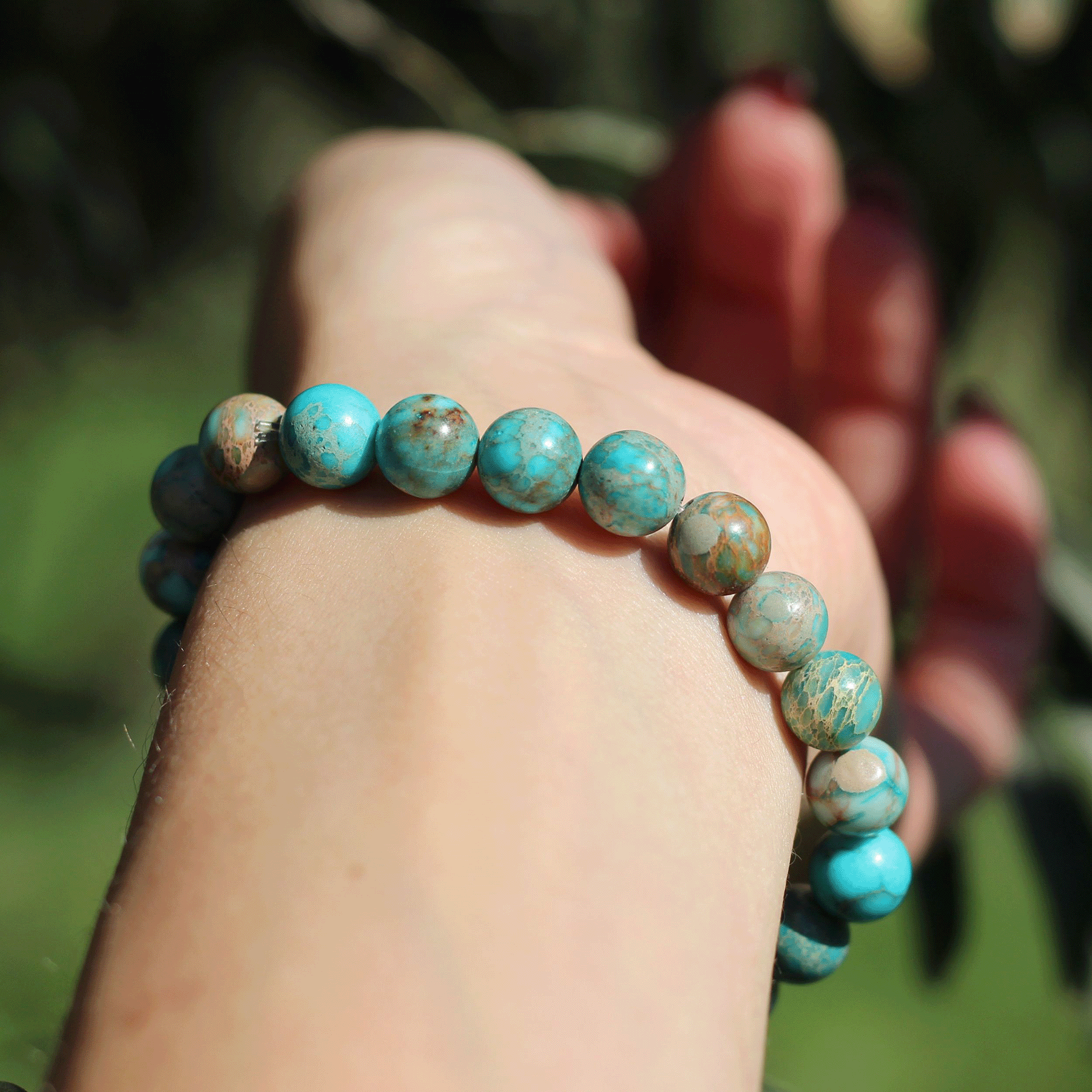 Lake Blue Emperor Bracelet - Handmade Adjustable Beaded Bracelet for Men, Natural Stone & Leather Cord, Spiritual Healing Jewelry - Perfect for Meditation, Yoga, Gifts & Everyday Wear