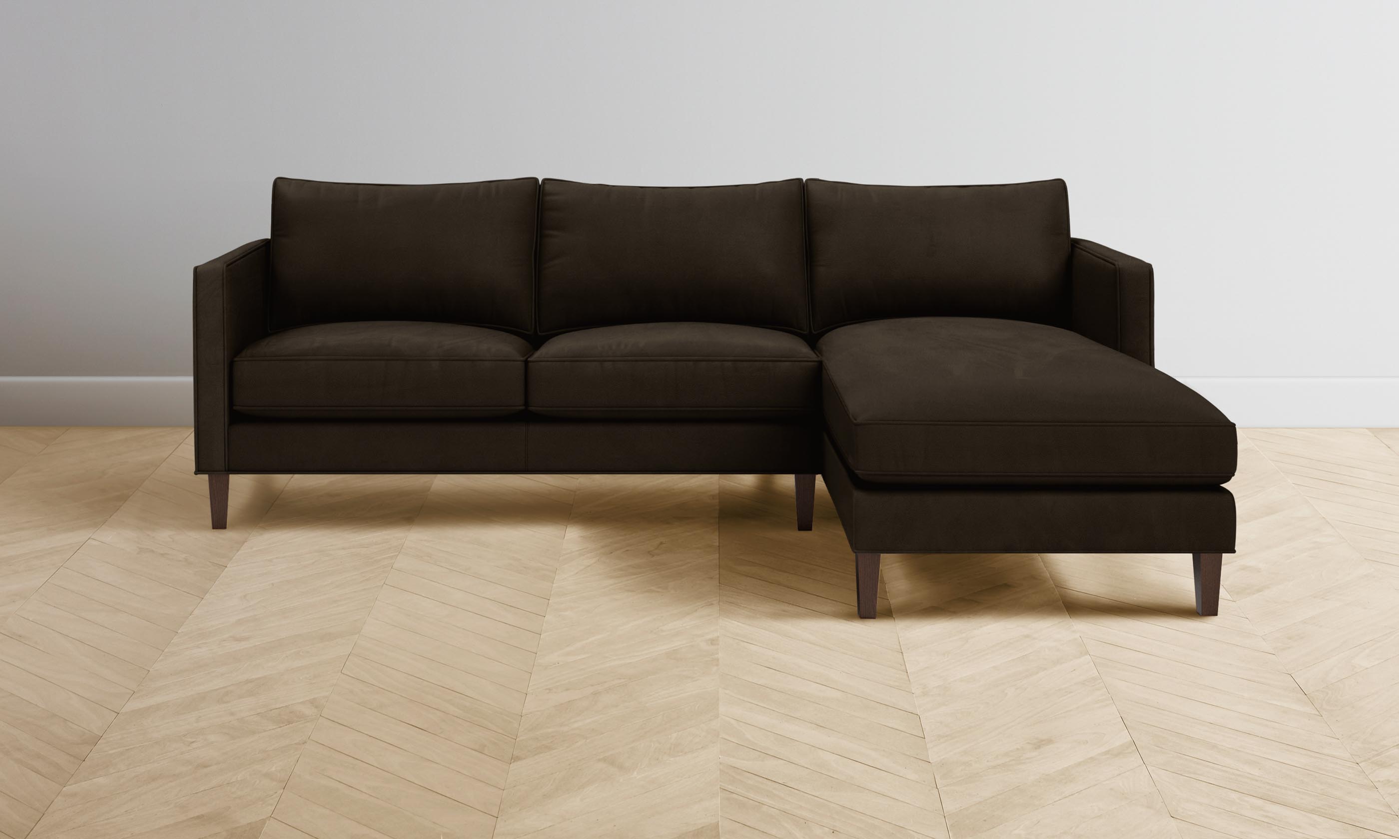 Premium Crosby Sectional Sofa in Espresso Nubuck Leather - Modern Living Room Furniture for Comfortable Lounging & Entertaining