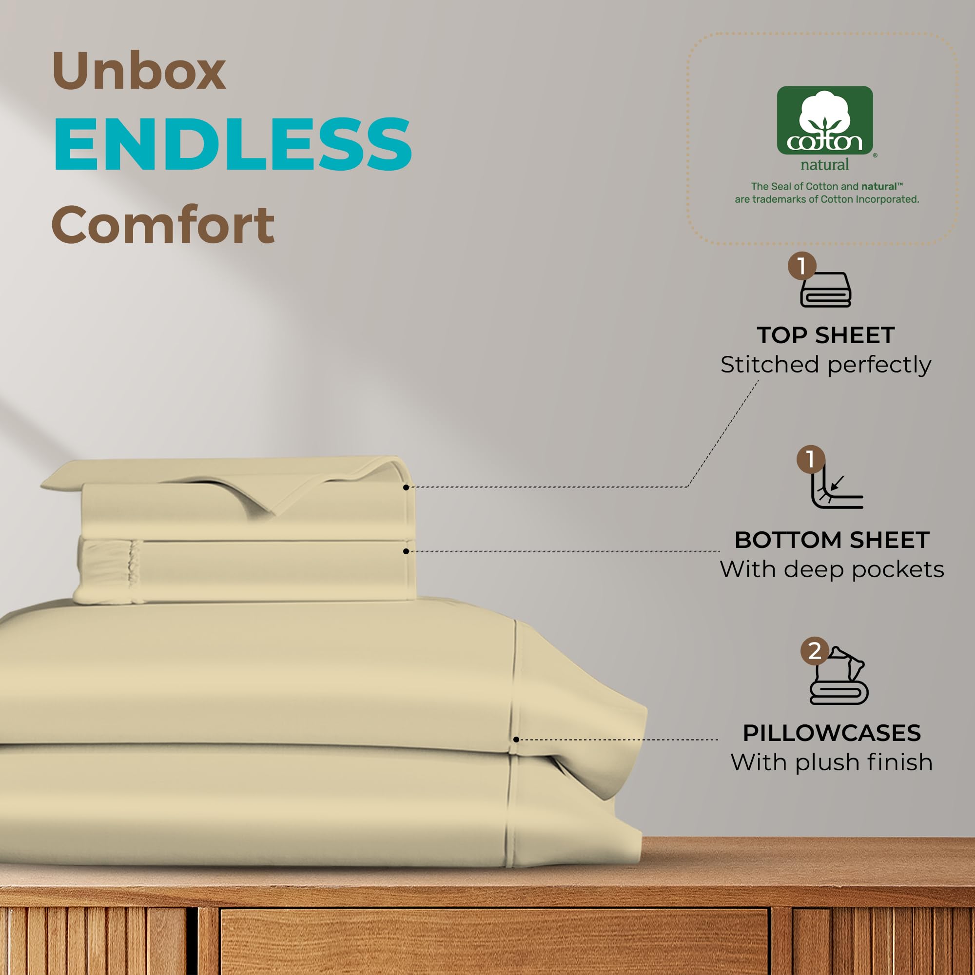 Premium 100% Egyptian Cotton Sheets Full Size - 800 Thread Count 4-Piece Set with Deep Pockets | Silky Soft Cooling Sateen Weave | Luxury Hotel Quality Bedding | Fits Mattress Up to 18