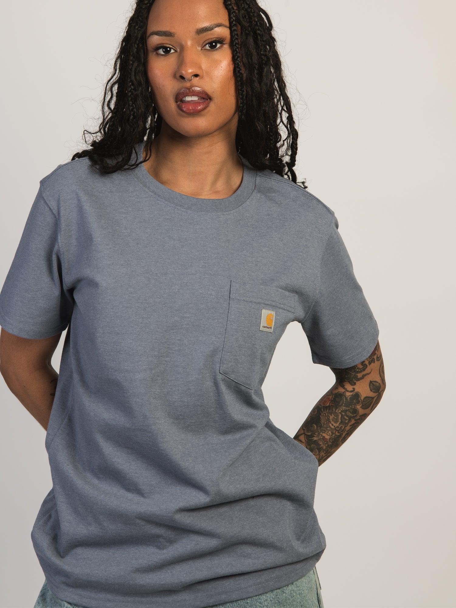 Carhartt Workwear Pocket T-Shirt for Men & Women - Wisteria Purple - Durable Cotton Tee for Work, Outdoor & Casual Wear
